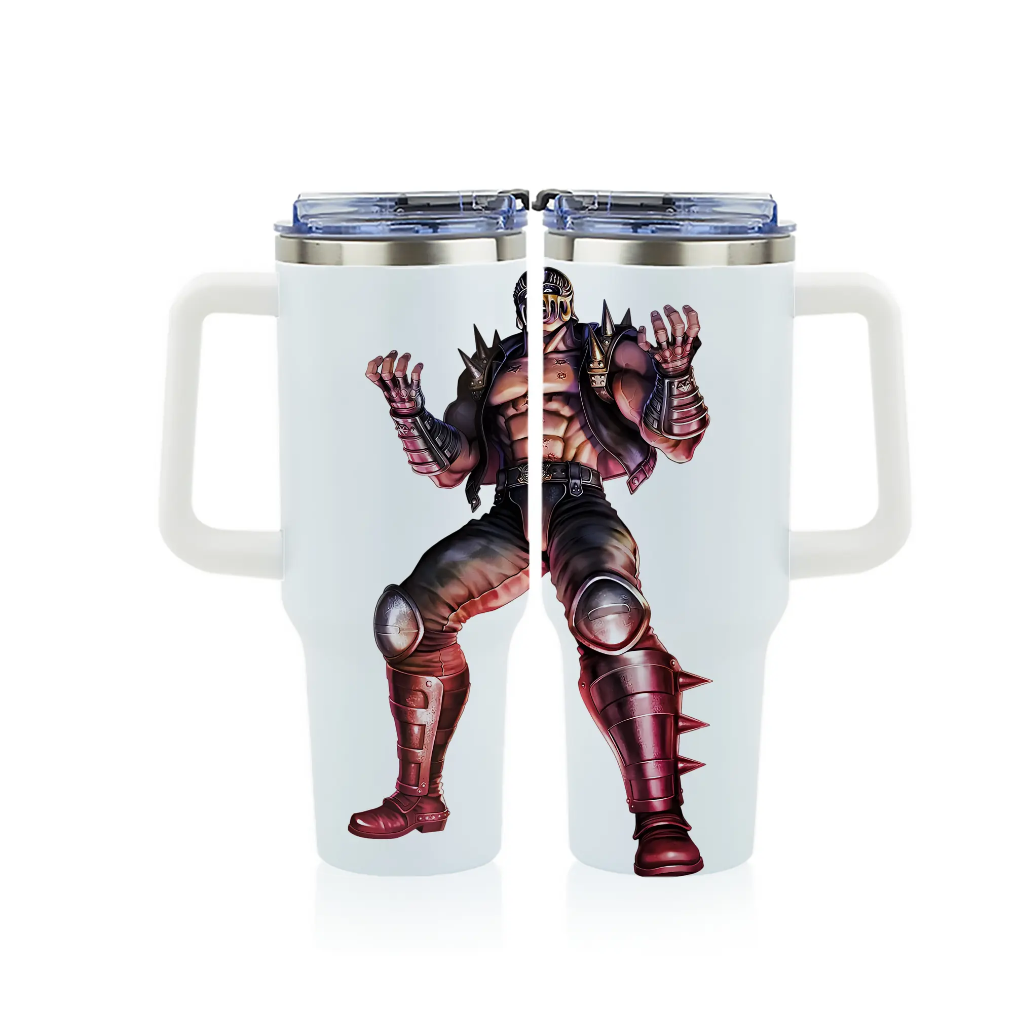 北斗の拳 グッズ,ジャギ - 1200mL フルプリント車用タンブラー ・ 304ステンレス 内側 ・ 201ステンレス 外側 ・ 保温 保冷 ・ 通勤 ドライブ アウトドア用