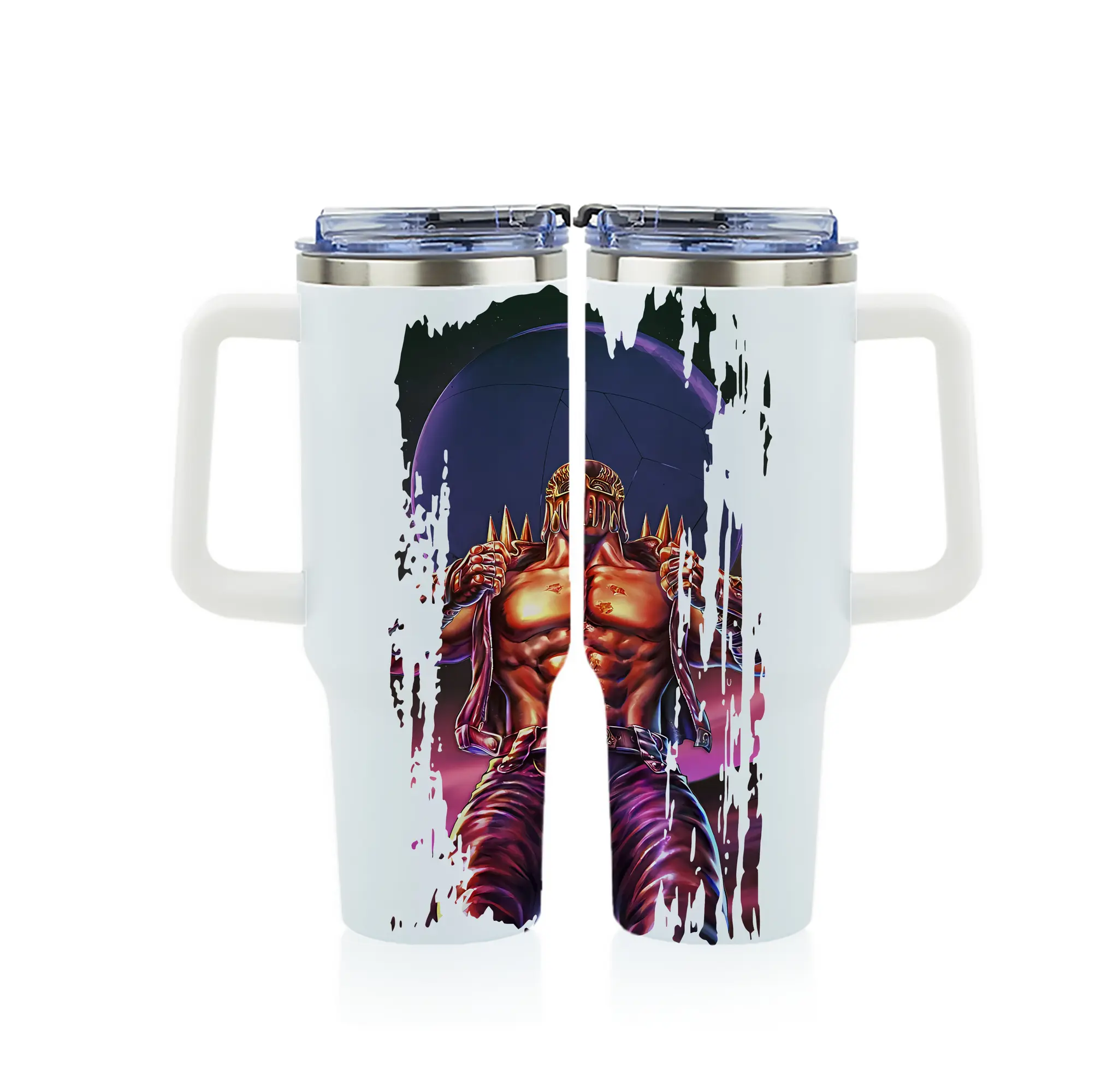 北斗の拳 グッズ,ジャギ - 1200mL フルプリント車用タンブラー ・ 304ステンレス 内側 ・ 201ステンレス 外側 ・ 保温 保冷 ・ 通勤 ドライブ アウトドア用