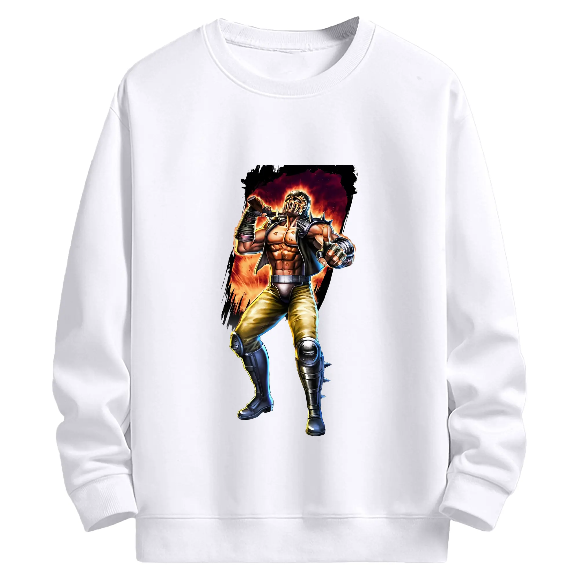 北斗の拳 グッズ,ジャギ - 高品質 クルーネック スウェット ・ コットン59％ ポリエステル41％ ・ ユニセックス 長袖 トレーナー ・ カジュアル デイリー スポーツ 散歩用