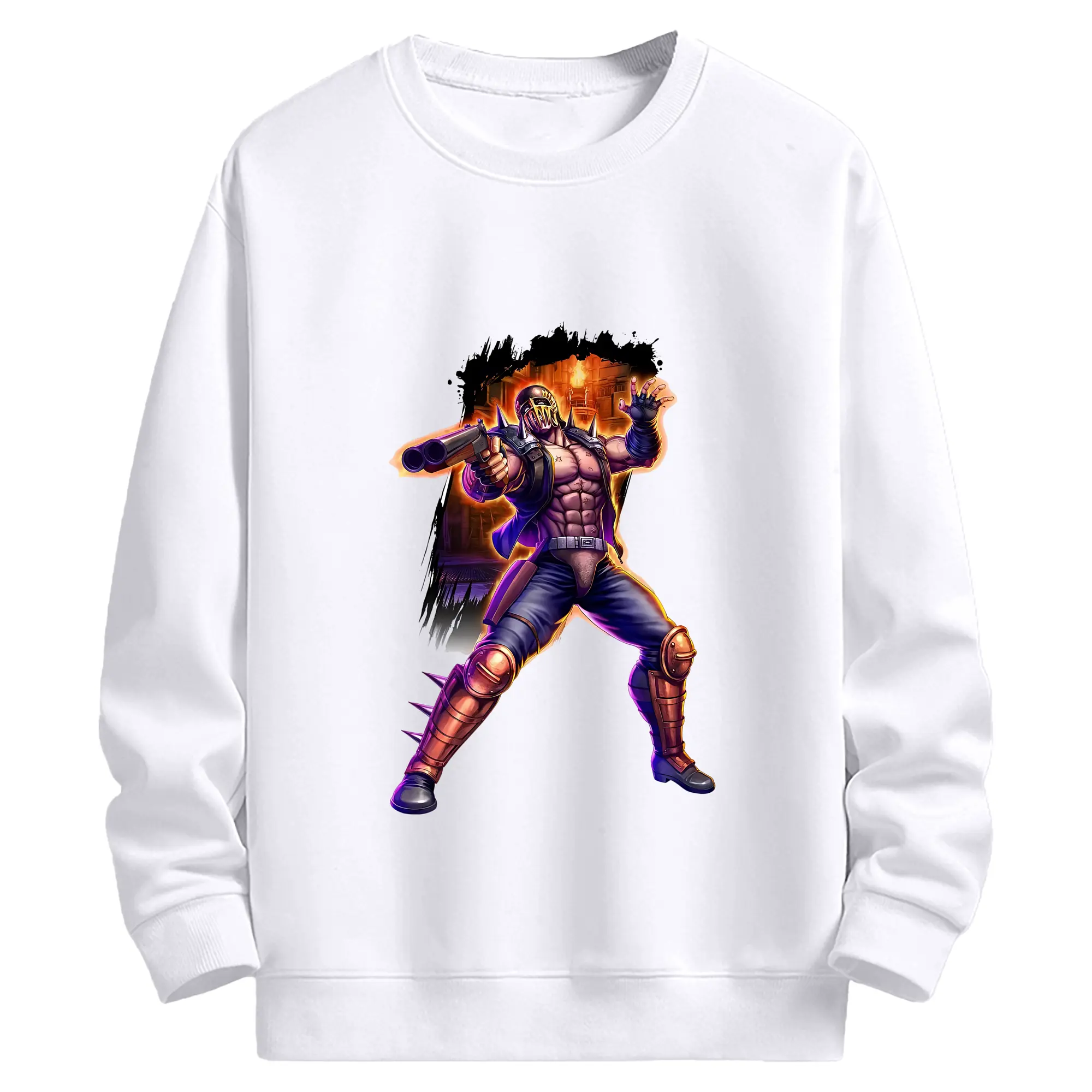 北斗の拳 グッズ,ジャギ - 高品質 クルーネック スウェット ・ コットン59％ ポリエステル41％ ・ ユニセックス 長袖 トレーナー ・ カジュアル デイリー スポーツ 散歩用