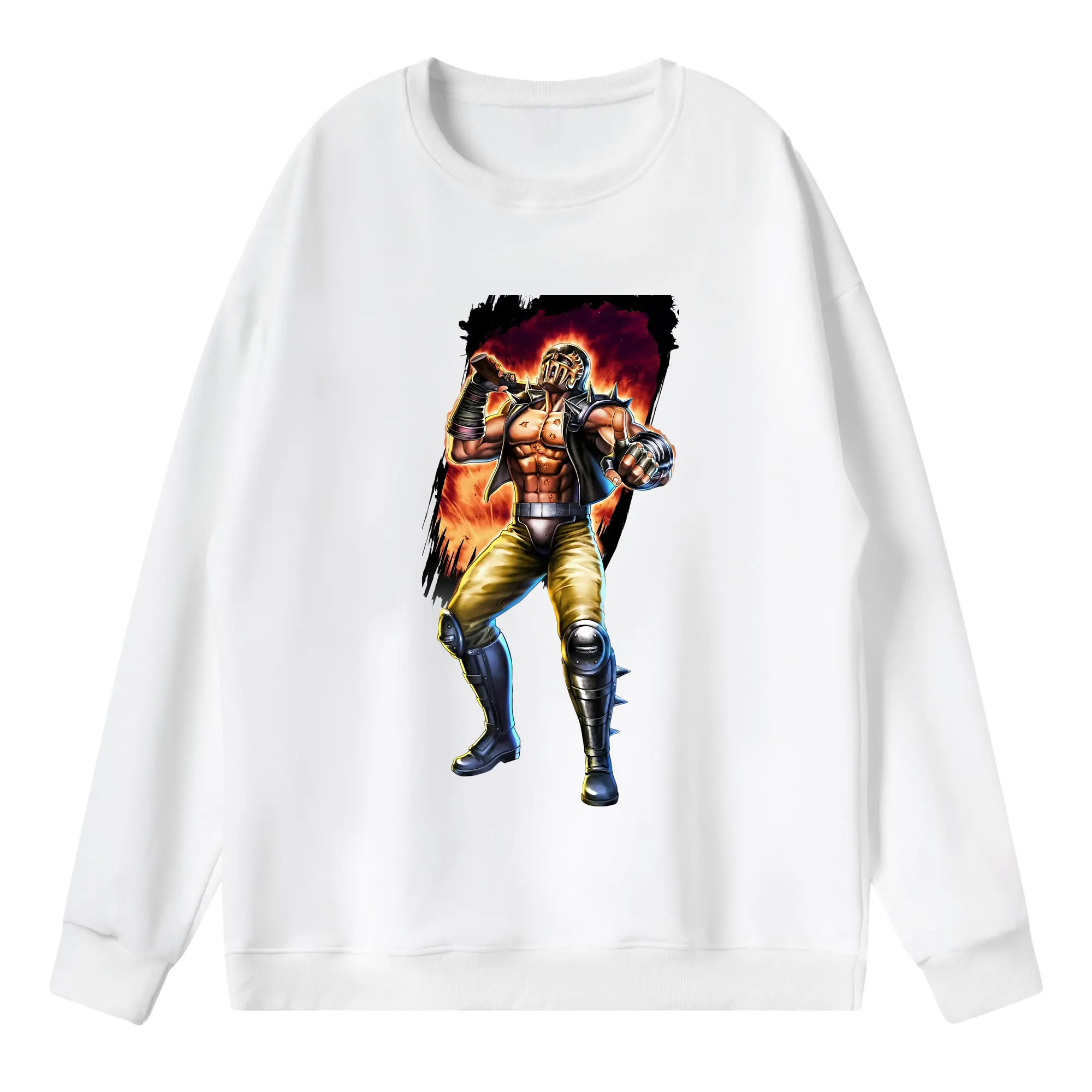 北斗の拳 グッズ,ジャギ - 薄手 クルーネック スウェット 裏毛260g · ポリエステル 春秋向け カジュアル 男女兼用 · トレーナー デイリー スポーツ 散歩に最適