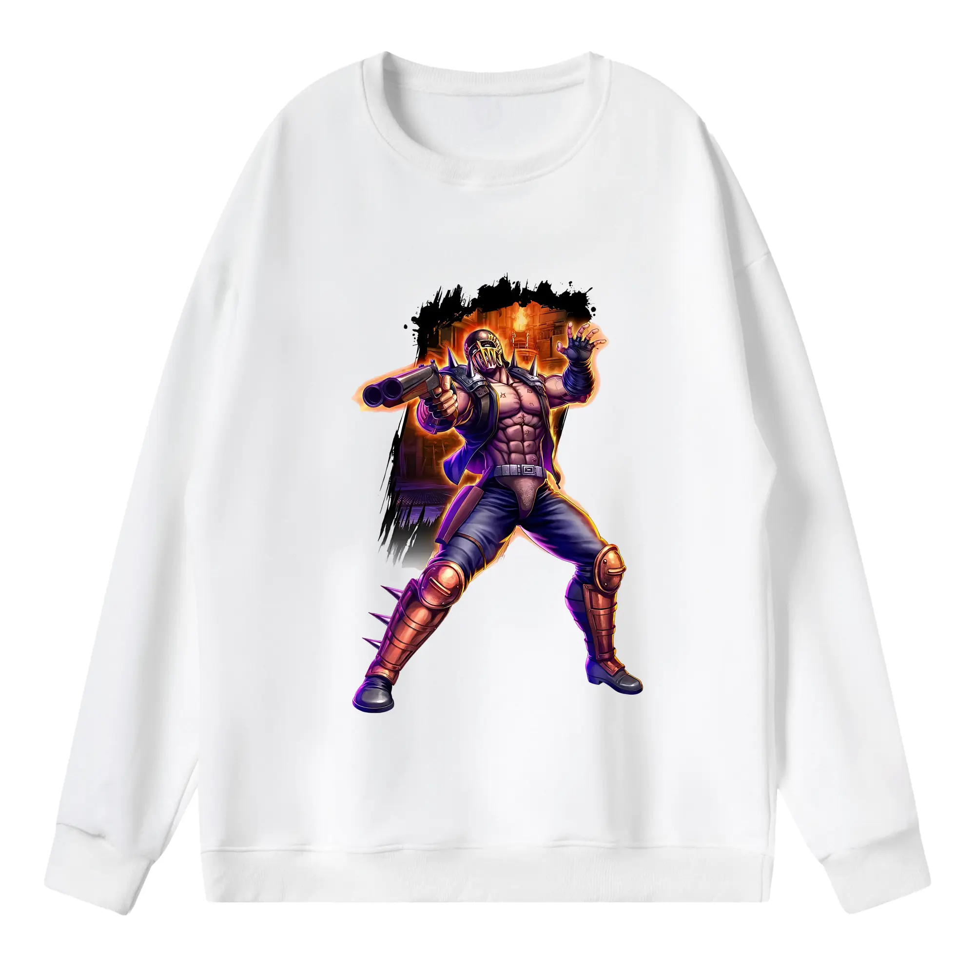 北斗の拳 グッズ,ジャギ - 薄手 クルーネック スウェット 裏毛260g · ポリエステル 春秋向け カジュアル 男女兼用 · トレーナー デイリー スポーツ 散歩に最適