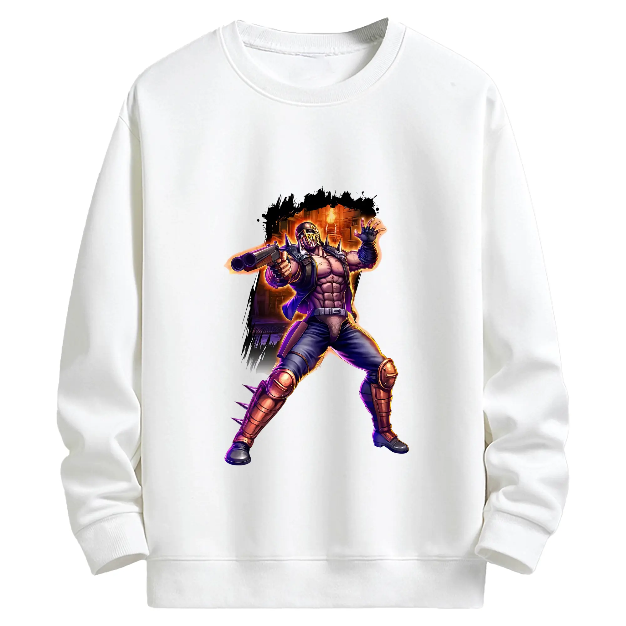 北斗の拳 グッズ,ジャギ - キッズ クルーネックスウェットシャツ ・ フロントプリント ・ 綿80％ ポリエステル20％ ・ 快適 通学 スポーツ 日常使い お散歩用