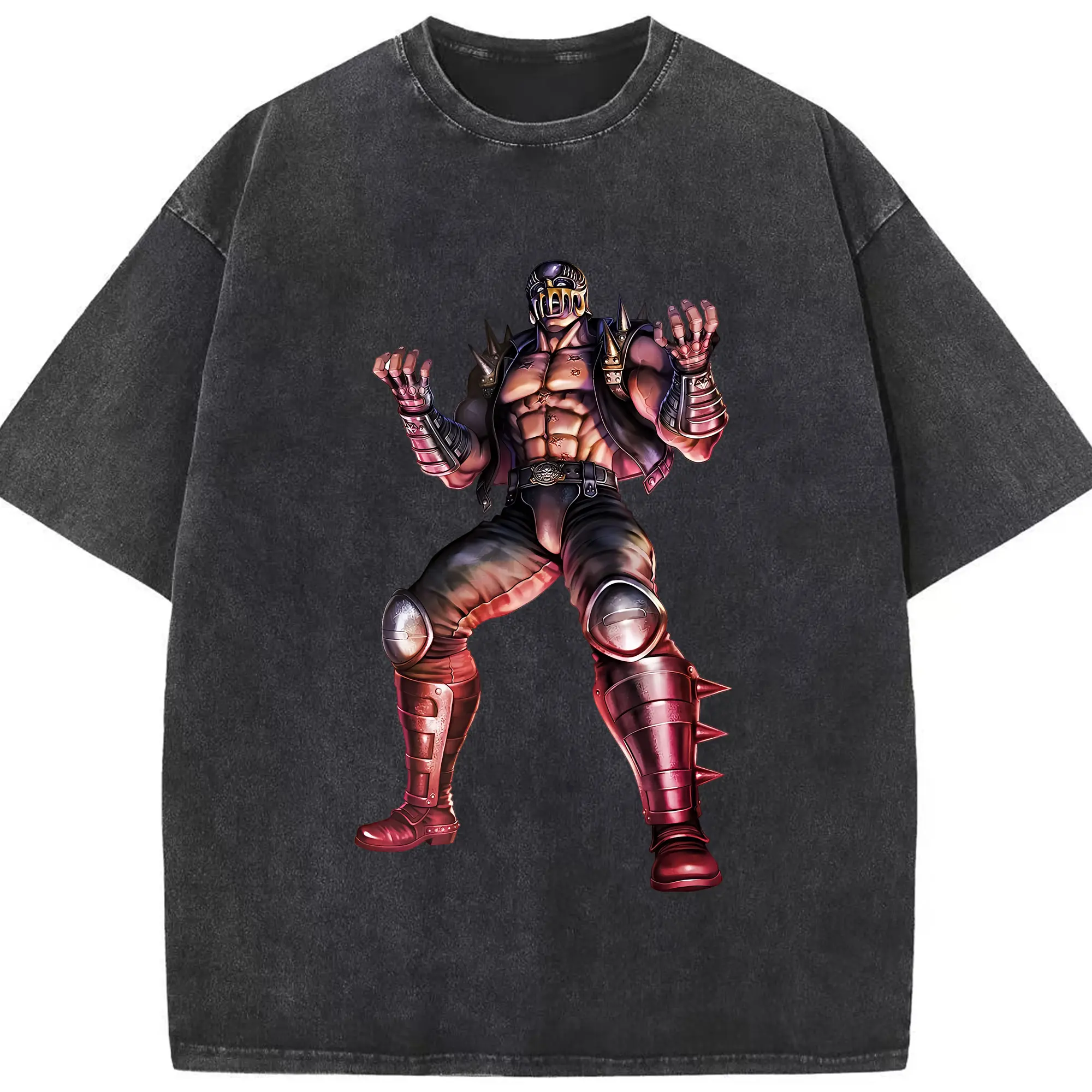 北斗の拳 グッズ,ジャギ - 綿100％ ヴィンテージ風 半袖Tシャツ ・ フロントプリント ・ 柔らか肌触り ・ 通気性 快適 ・ スポーツ カジュアル 外出用