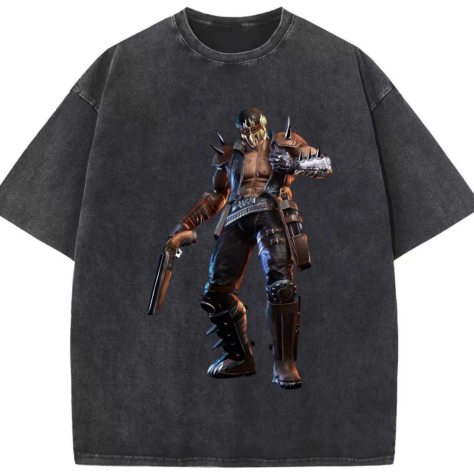 北斗の拳 グッズ,ジャギ - 綿100％ ヴィンテージ風 半袖Tシャツ ・ フロントプリント ・ 柔らか肌触り ・ 通気性 快適 ・ スポーツ カジュアル 外出用