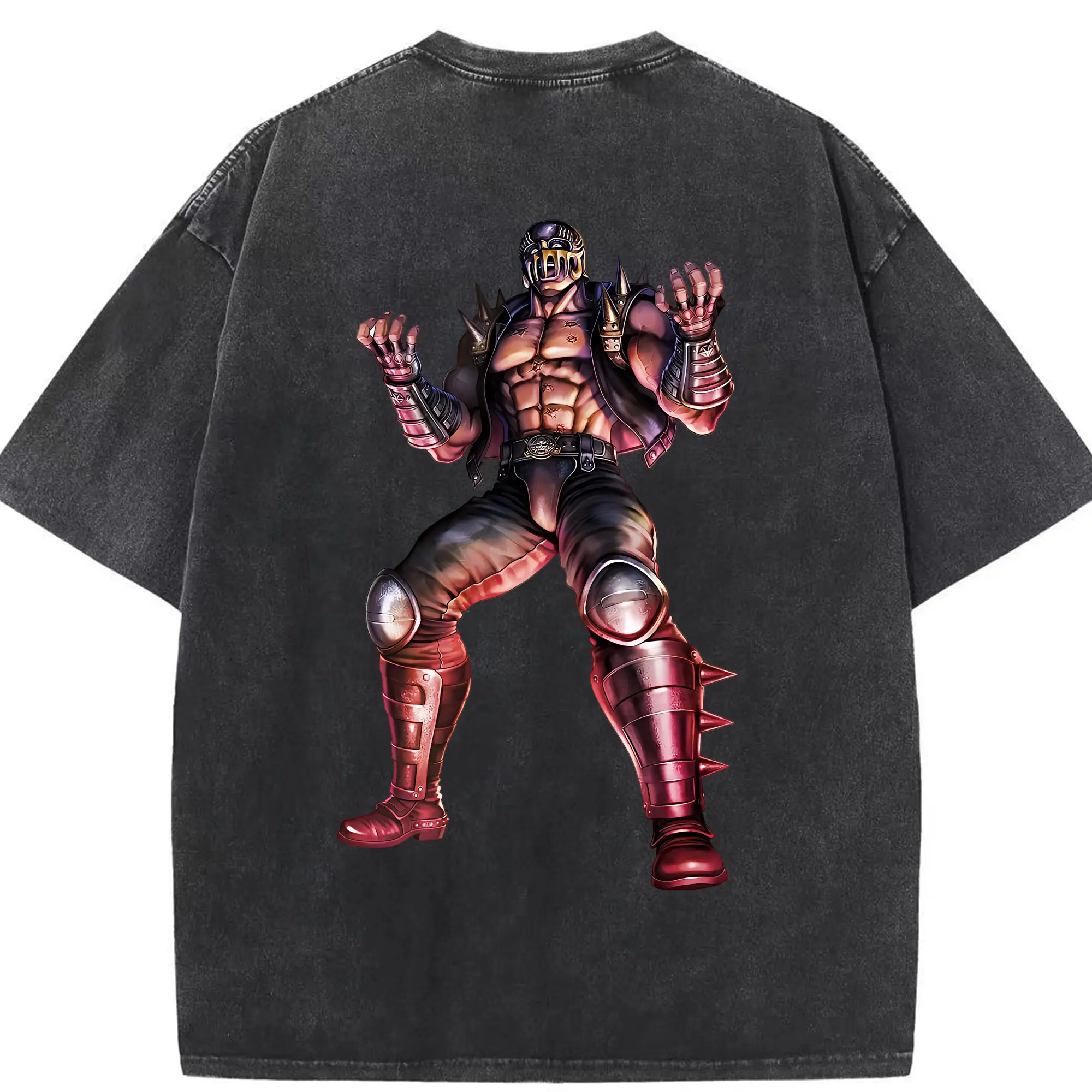 北斗の拳 グッズ,ジャギ - 綿100％ ヴィンテージ風 半袖Tシャツ ・ 背面プリント ・ 柔らか肌触り ・ 通気性 快適 ・ スポーツ カジュアル 外出用