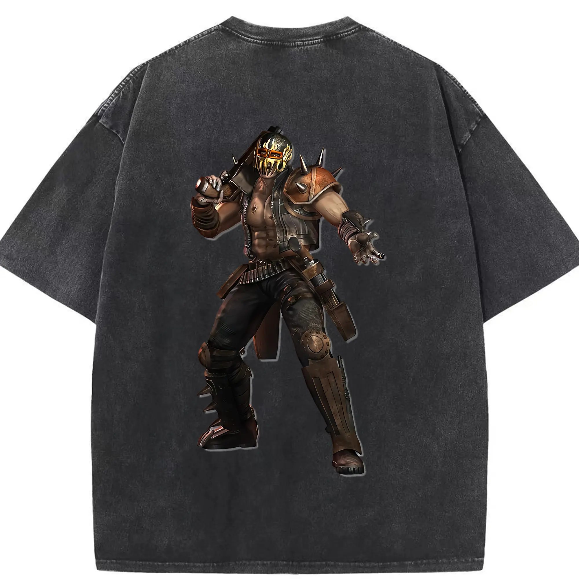 北斗の拳 グッズ,ジャギ - 綿100％ ヴィンテージ風 半袖Tシャツ ・ 背面プリント ・ 柔らか肌触り ・ 通気性 快適 ・ スポーツ カジュアル 外出用