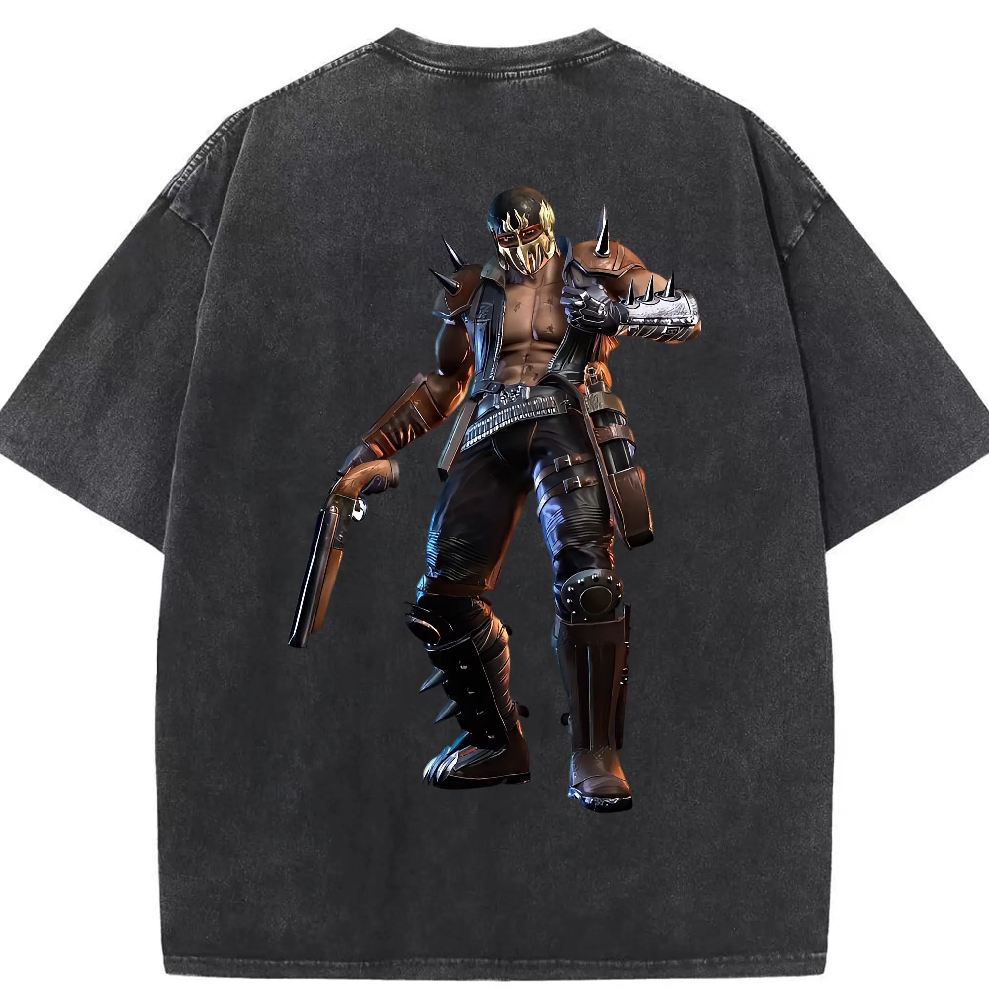 北斗の拳 グッズ,ジャギ - 綿100％ ヴィンテージ風 半袖Tシャツ ・ 背面プリント ・ 柔らか肌触り ・ 通気性 快適 ・ スポーツ カジュアル 外出用