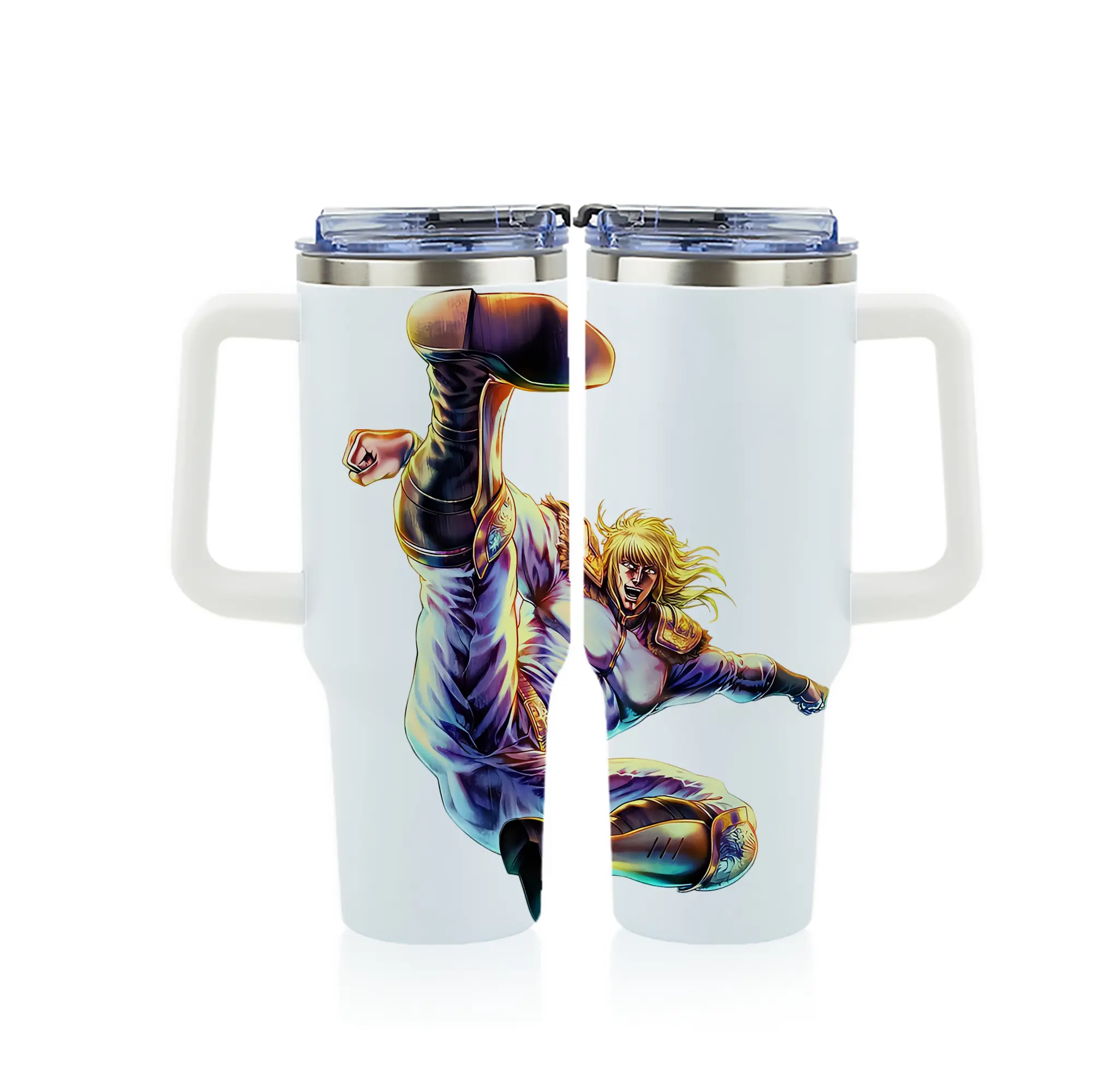北斗の拳 グッズ,シン - 1200mL フルプリント車用タンブラー ・ 304ステンレス 内側 ・ 201ステンレス 外側 ・ 保温 保冷 ・ 通勤 ドライブ アウトドア用