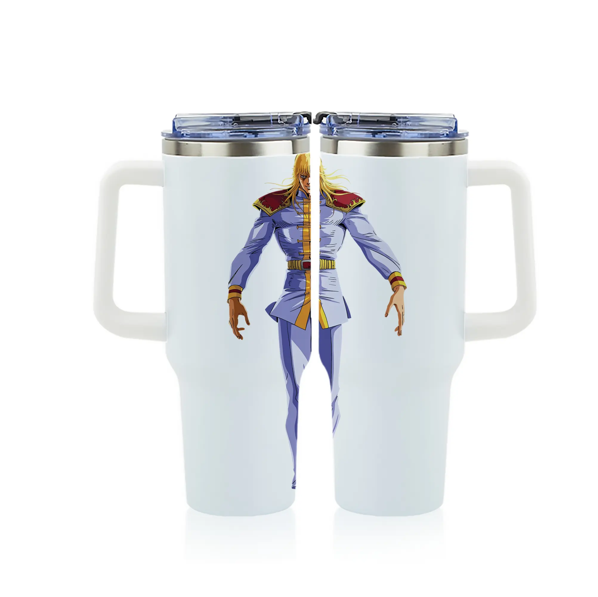 北斗の拳 グッズ,シン - 1200mL フルプリント車用タンブラー ・ 304ステンレス 内側 ・ 201ステンレス 外側 ・ 保温 保冷 ・ 通勤 ドライブ アウトドア用