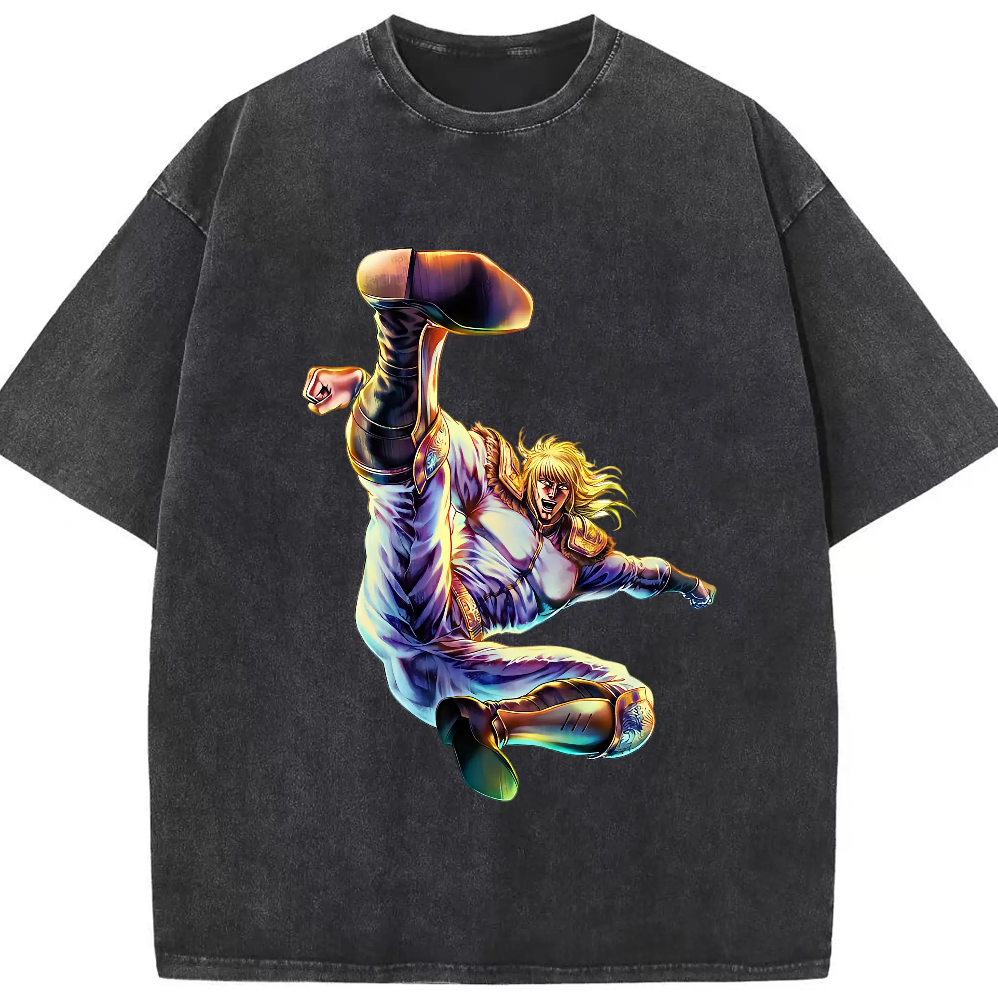 北斗の拳 グッズ,シン - 綿100％ ヴィンテージ風 半袖Tシャツ ・ フロントプリント ・ 柔らか肌触り ・ 通気性 快適 ・ スポーツ カジュアル 外出用