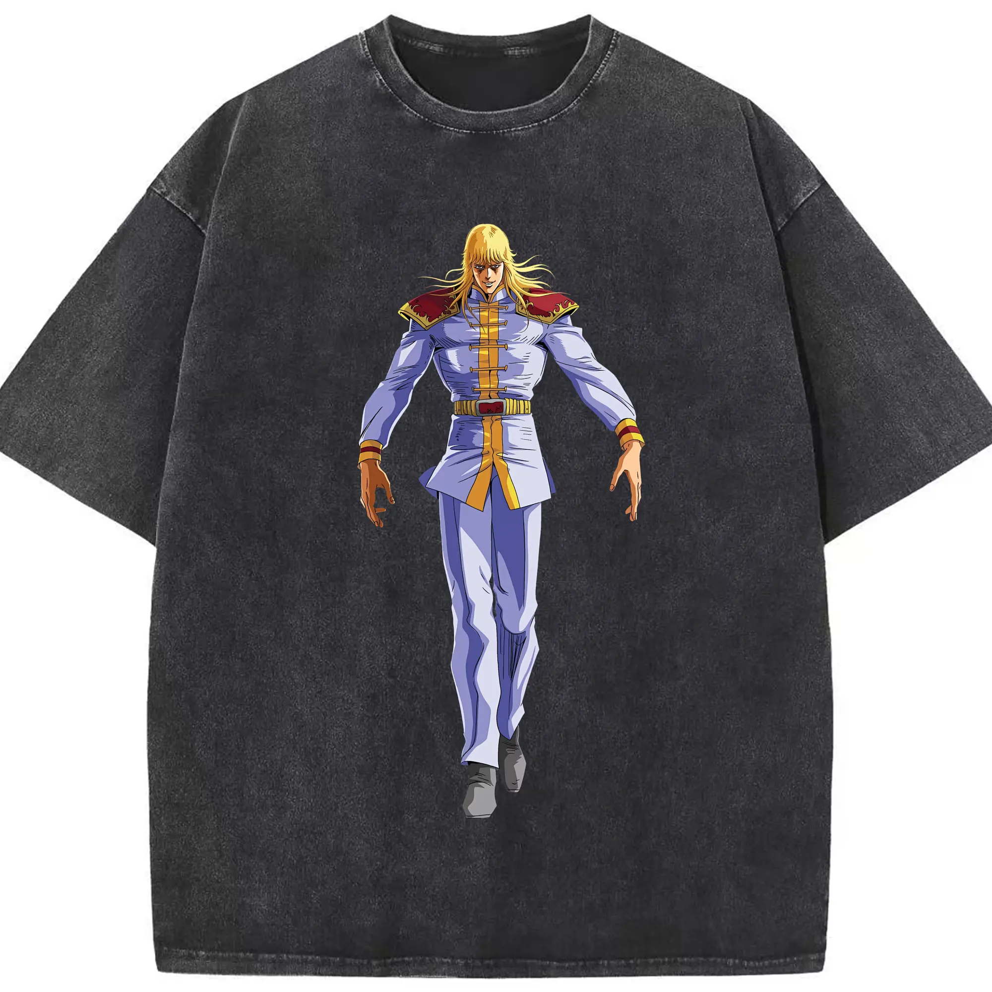 北斗の拳 グッズ,シン - 綿100％ ヴィンテージ風 半袖Tシャツ ・ フロントプリント ・ 柔らか肌触り ・ 通気性 快適 ・ スポーツ カジュアル 外出用