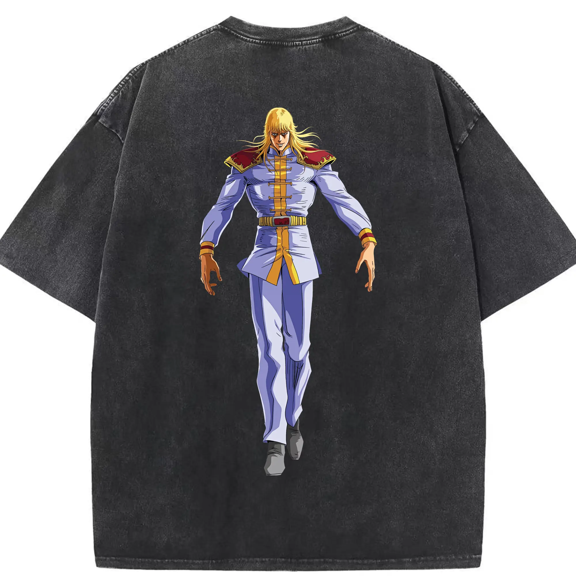 北斗の拳 グッズ,シン - 綿100％ ヴィンテージ風 半袖Tシャツ ・ 背面プリント ・ 柔らか肌触り ・ 通気性 快適 ・ スポーツ カジュアル 外出用