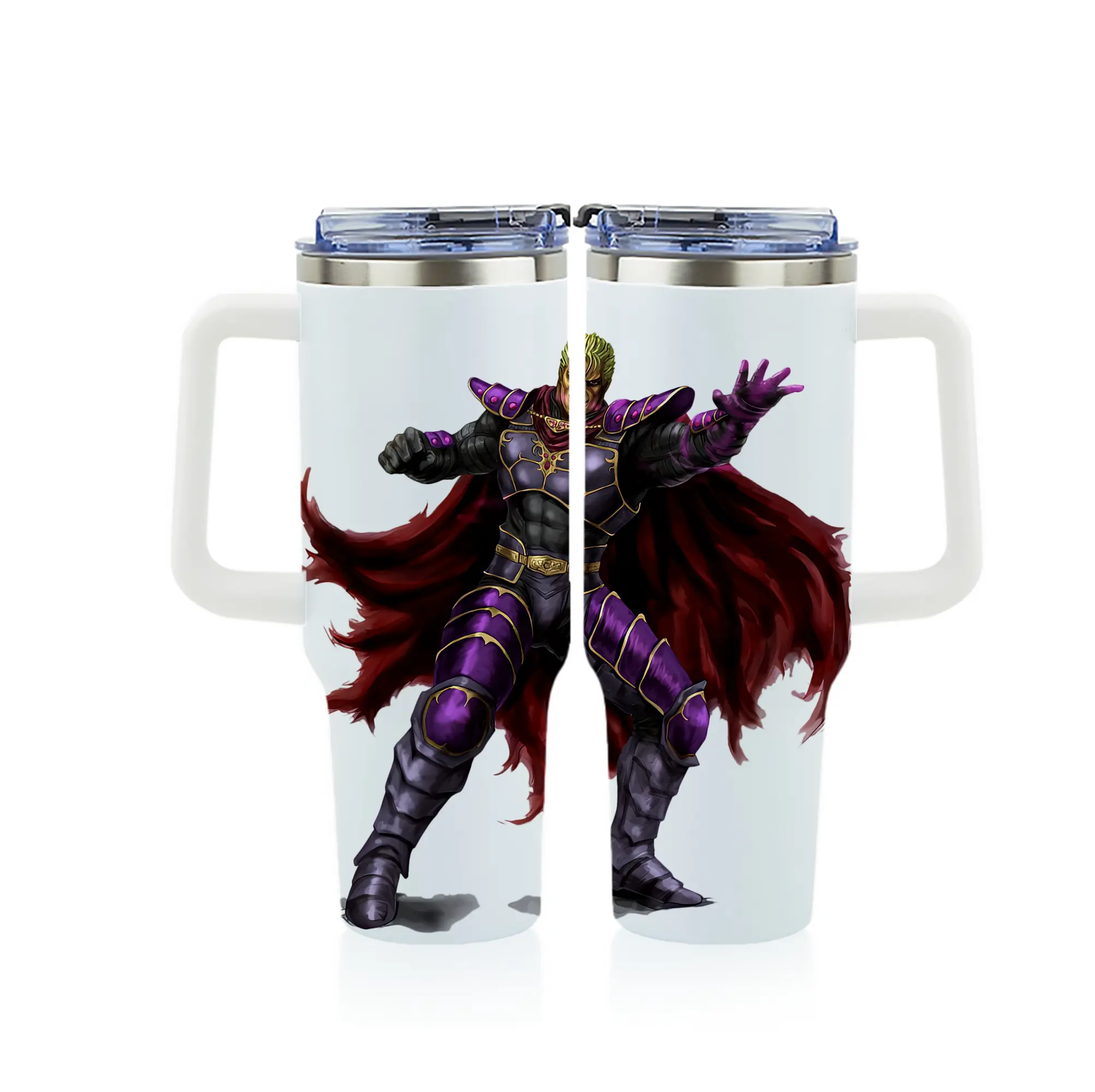 北斗の拳 グッズ,カイオウ - 1200mL フルプリント車用タンブラー ・ 304ステンレス 内側 ・ 201ステンレス 外側 ・ 保温 保冷 ・ 通勤 ドライブ アウトドア用