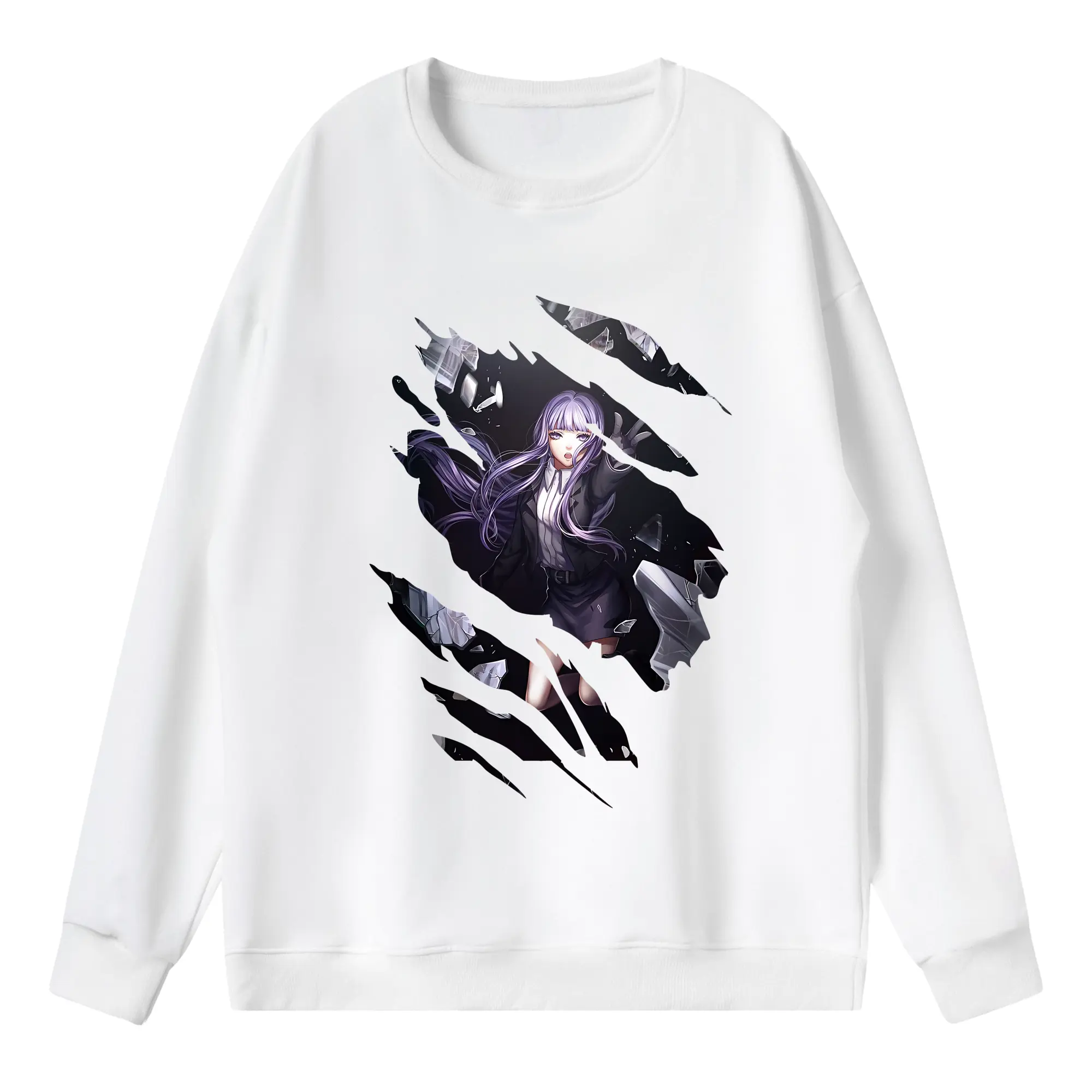 ダンガンロンパ グッズ,霧切響子 - 薄手 クルーネック スウェット 裏毛260g · ポリエステル 春秋向け カジュアル 男女兼用 · トレーナー デイリー スポーツ 散歩に最適