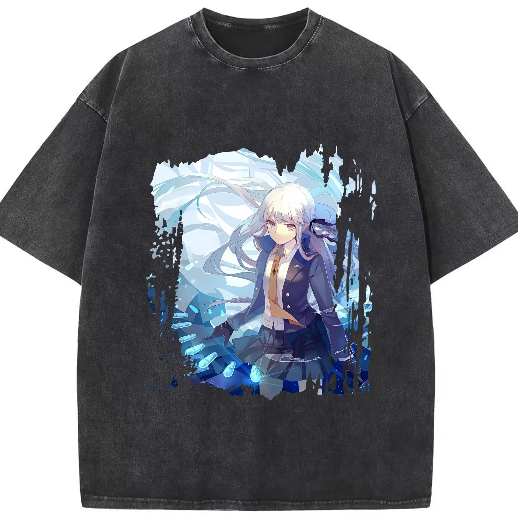ダンガンロンパ グッズ,霧切響子 - 綿100％ ヴィンテージ風 半袖Tシャツ ・ フロントプリント ・ 柔らか肌触り ・ 通気性 快適 ・ スポーツ カジュアル 外出用
