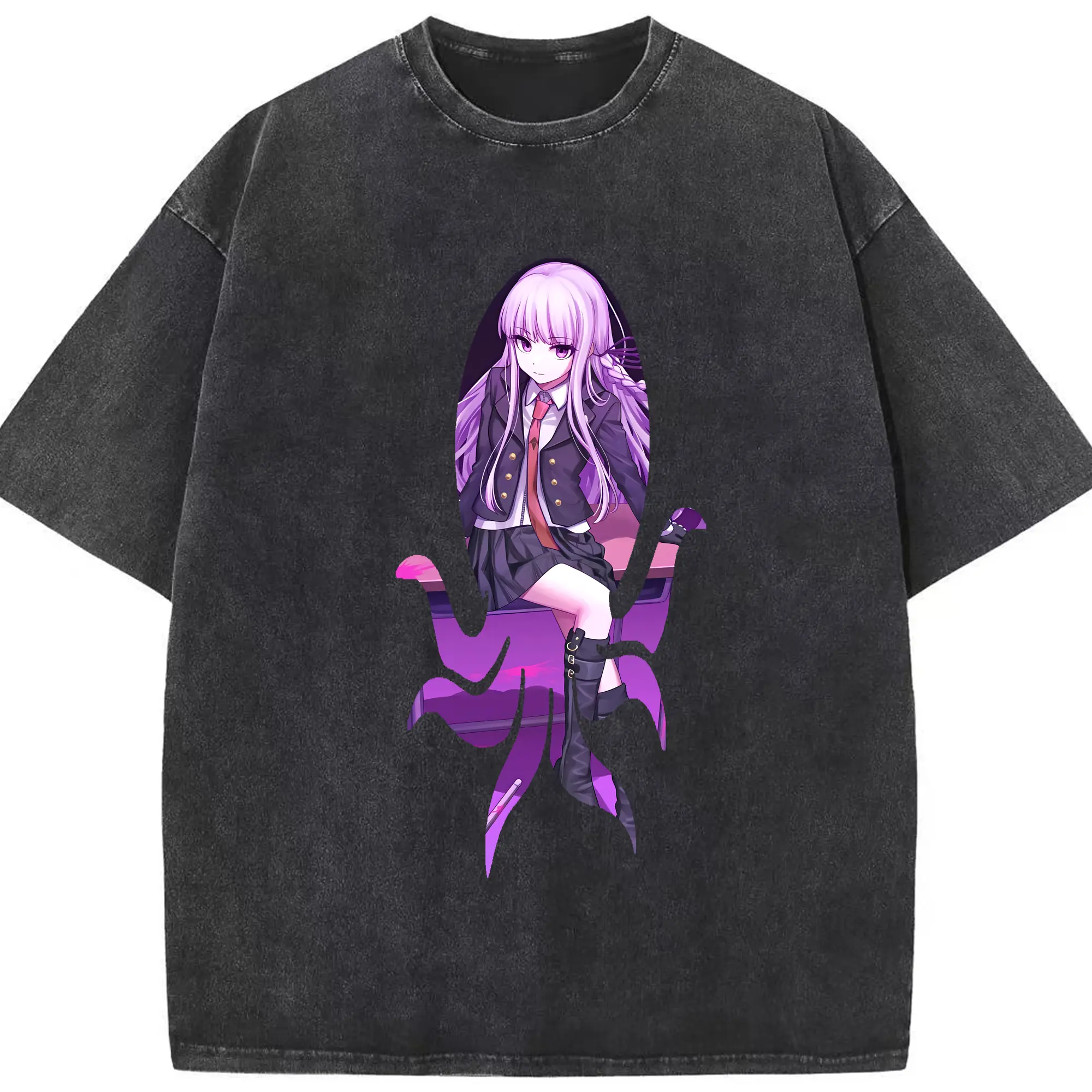 ダンガンロンパ グッズ,霧切響子 - 綿100％ ヴィンテージ風 半袖Tシャツ ・ フロントプリント ・ 柔らか肌触り ・ 通気性 快適 ・ スポーツ カジュアル 外出用