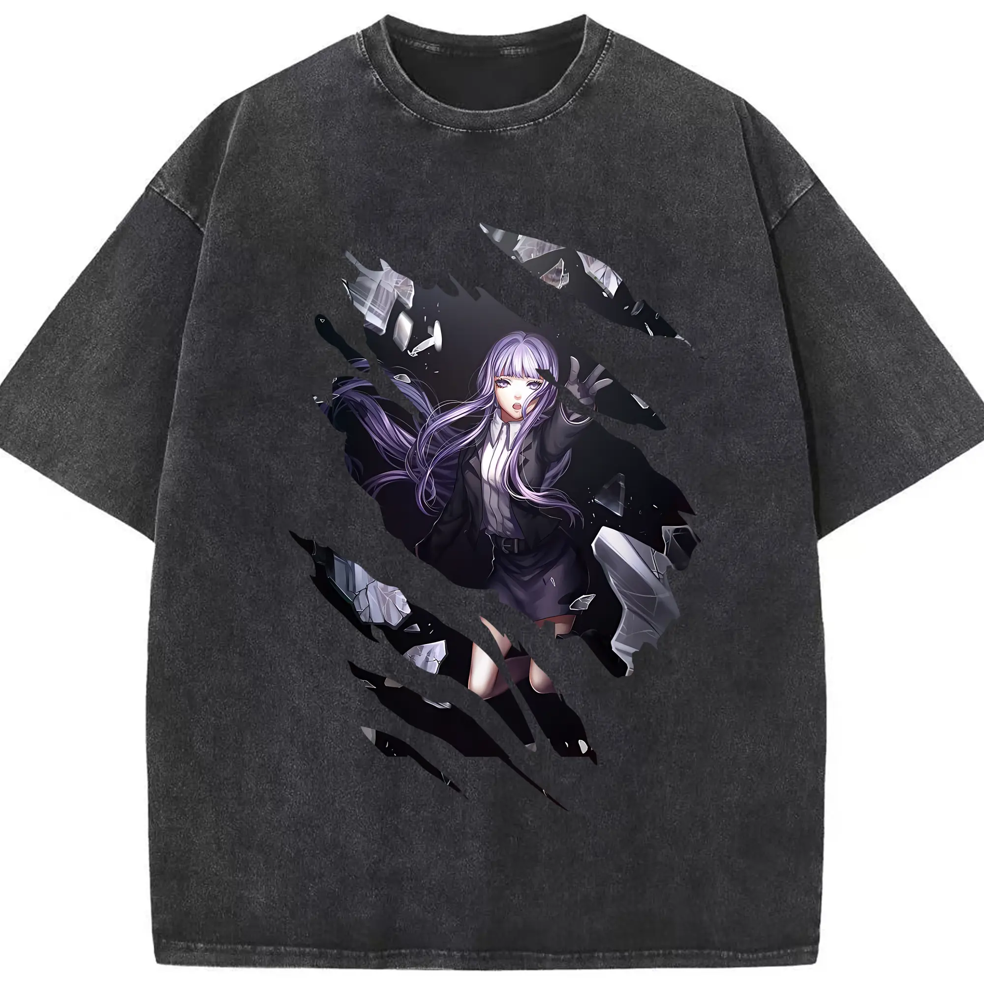 ダンガンロンパ グッズ,霧切響子 - 綿100％ ヴィンテージ風 半袖Tシャツ ・ フロントプリント ・ 柔らか肌触り ・ 通気性 快適 ・ スポーツ カジュアル 外出用