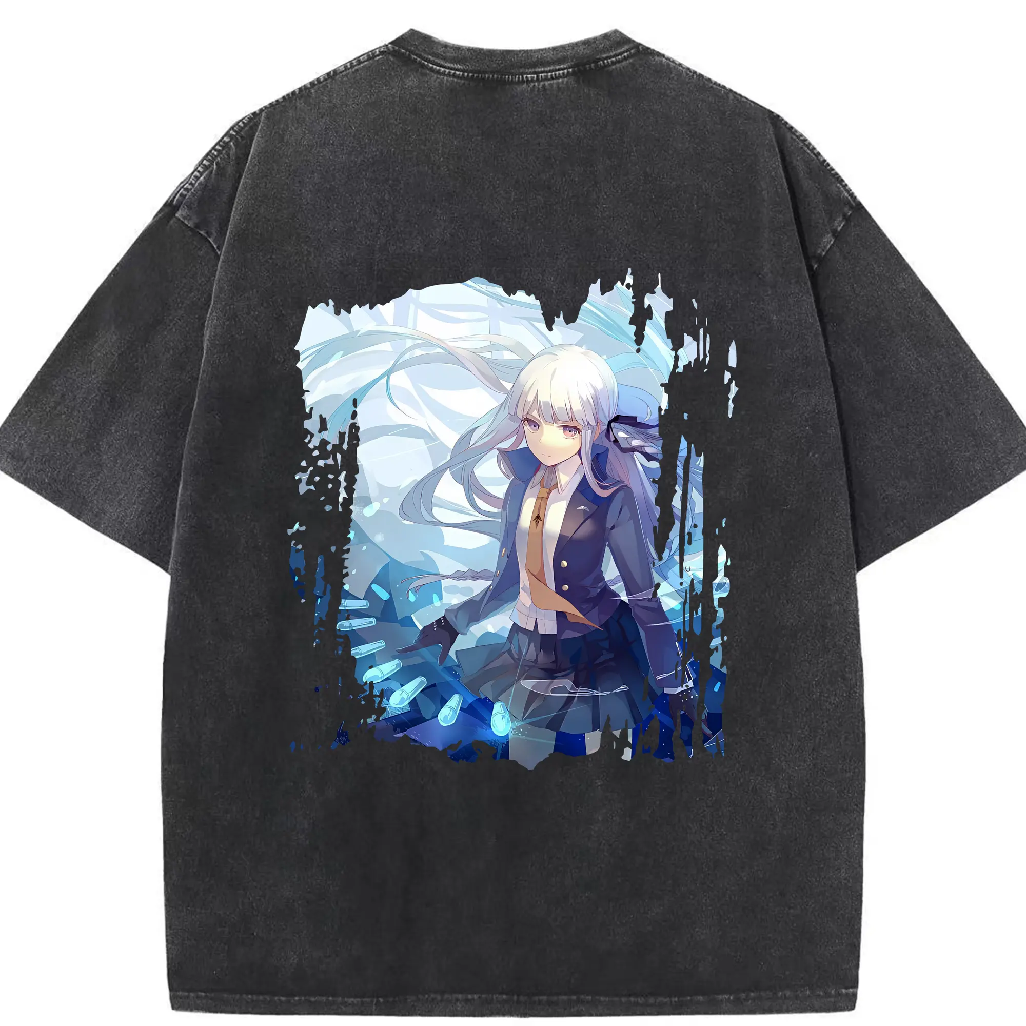 ダンガンロンパ グッズ,霧切響子 - 綿100％ ヴィンテージ風 半袖Tシャツ ・ 背面プリント ・ 柔らか肌触り ・ 通気性 快適 ・ スポーツ カジュアル 外出用