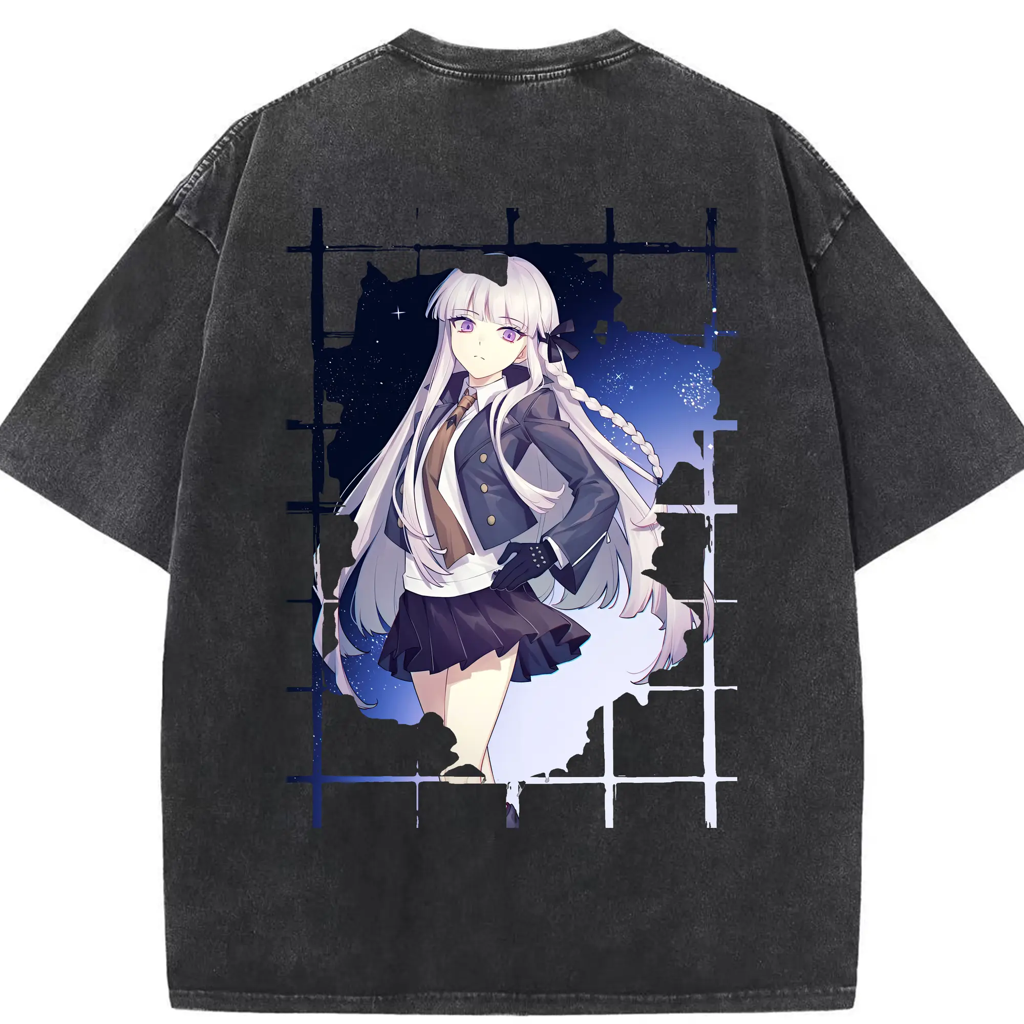 ダンガンロンパ グッズ,霧切響子 - 綿100％ ヴィンテージ風 半袖Tシャツ ・ 背面プリント ・ 柔らか肌触り ・ 通気性 快適 ・ スポーツ カジュアル 外出用