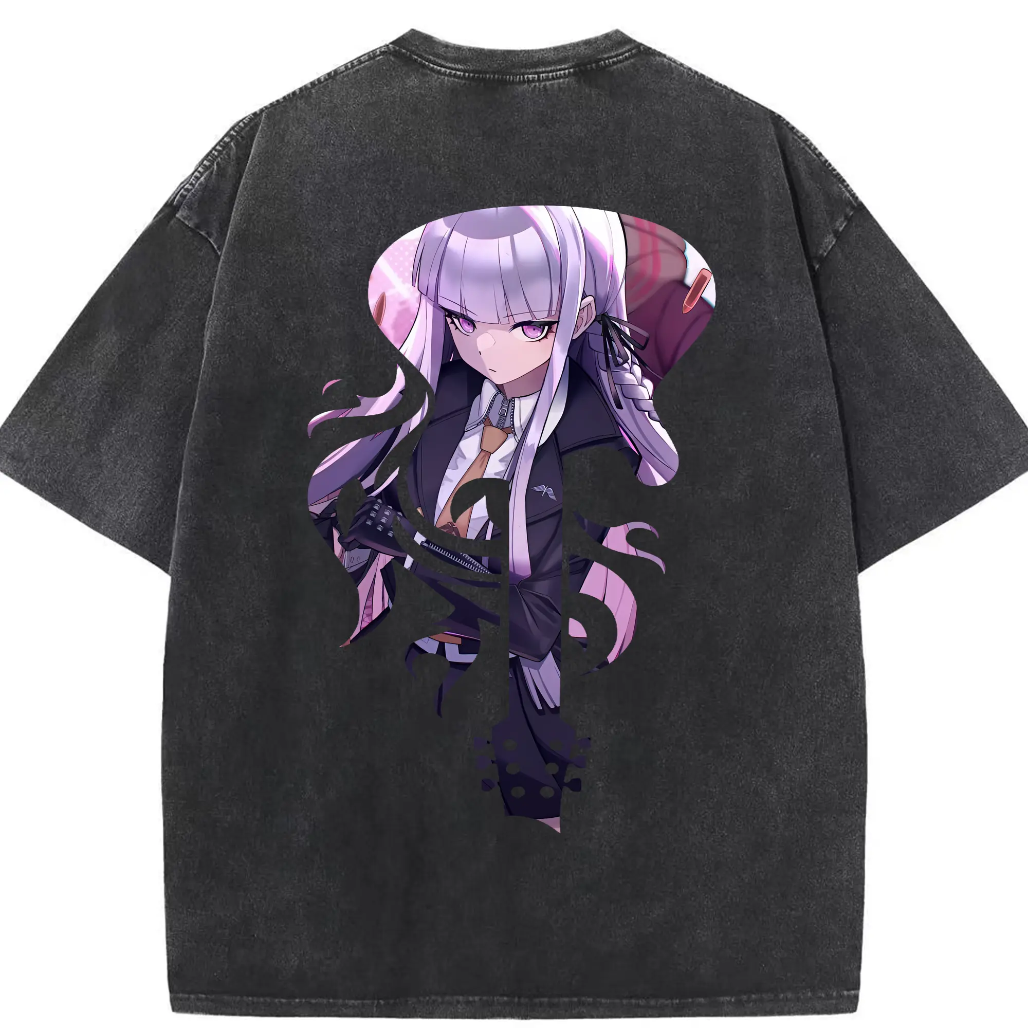 ダンガンロンパ グッズ,霧切響子 - 綿100％ ヴィンテージ風 半袖Tシャツ ・ 背面プリント ・ 柔らか肌触り ・ 通気性 快適 ・ スポーツ カジュアル 外出用