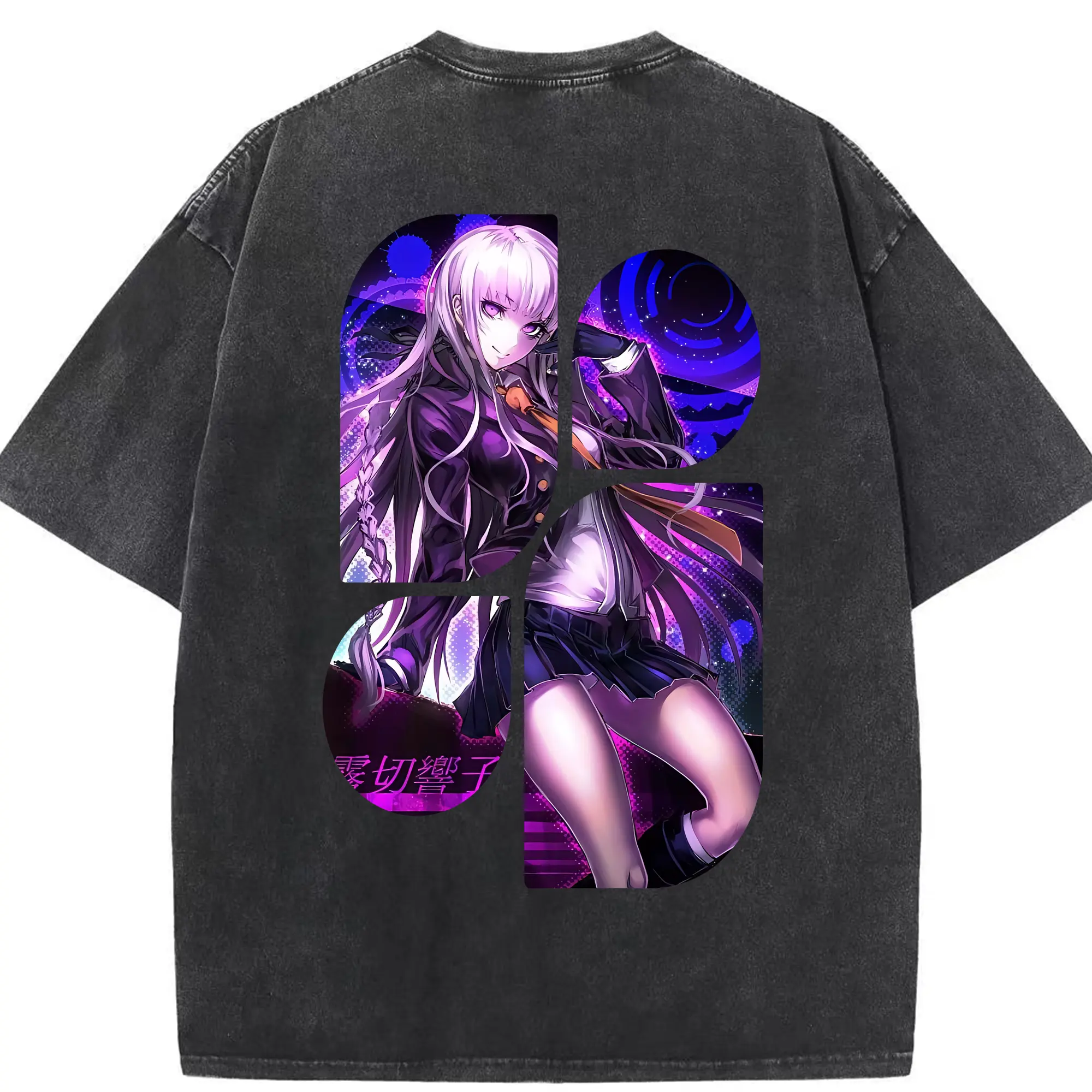 ダンガンロンパ グッズ,霧切響子 - 綿100％ ヴィンテージ風 半袖Tシャツ ・ 背面プリント ・ 柔らか肌触り ・ 通気性 快適 ・ スポーツ カジュアル 外出用