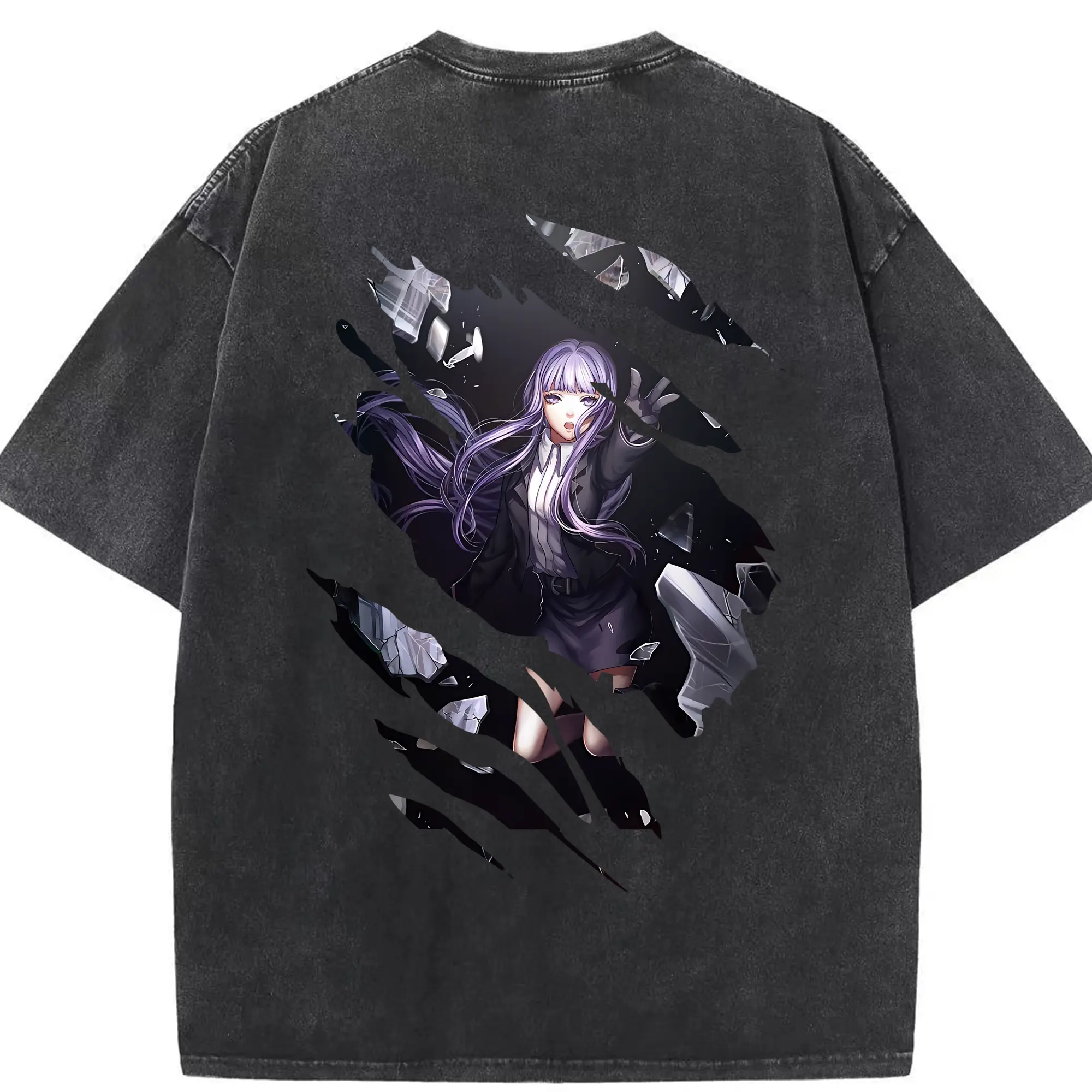 ダンガンロンパ グッズ,霧切響子 - 綿100％ ヴィンテージ風 半袖Tシャツ ・ 背面プリント ・ 柔らか肌触り ・ 通気性 快適 ・ スポーツ カジュアル 外出用