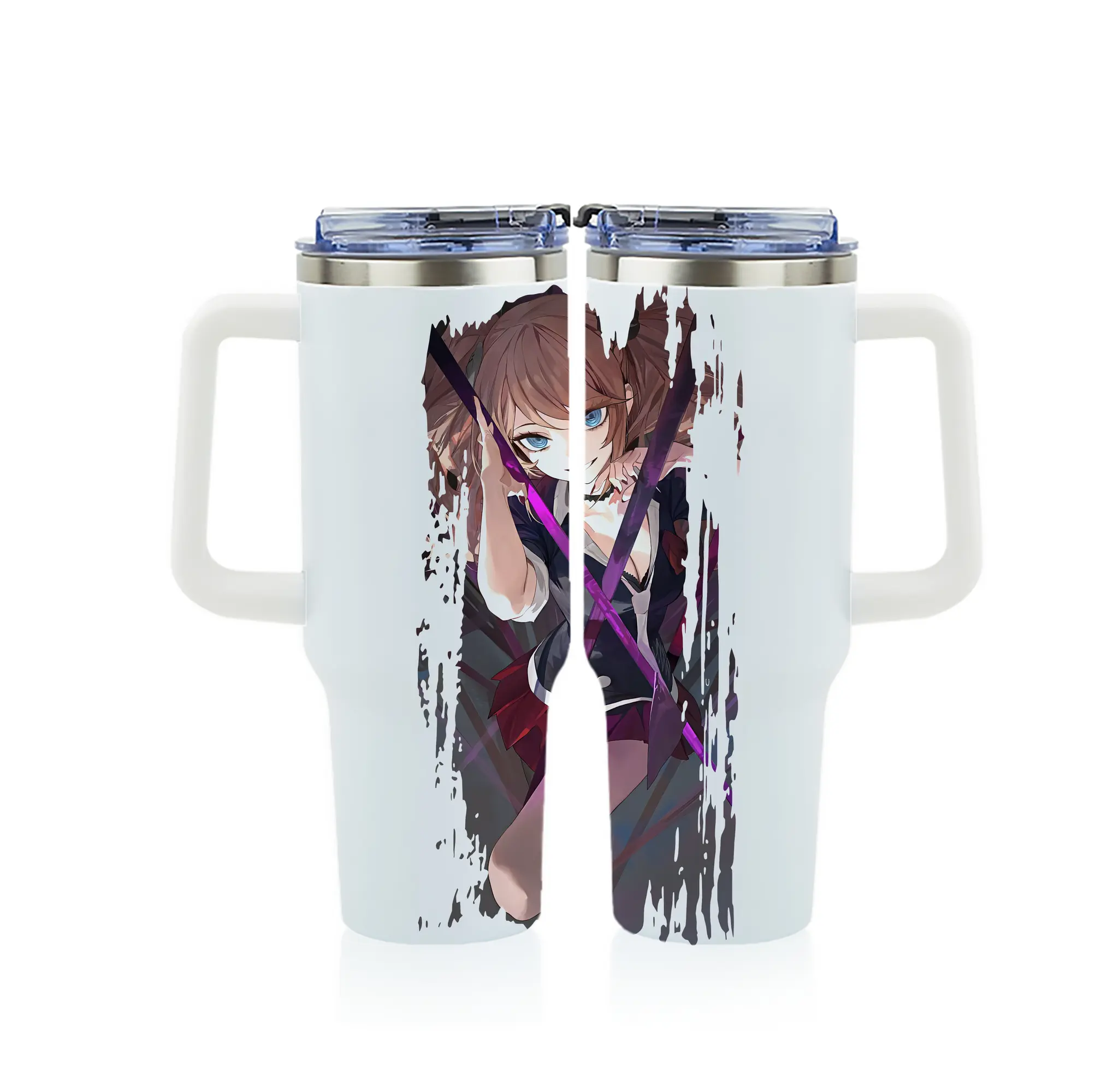 ダンガンロンパ グッズ,江ノ島盾子 - 1200mL フルプリント車用タンブラー ・ 304ステンレス 内側 ・ 201ステンレス 外側 ・ 保温 保冷 ・ 通勤 ドライブ アウトドア用