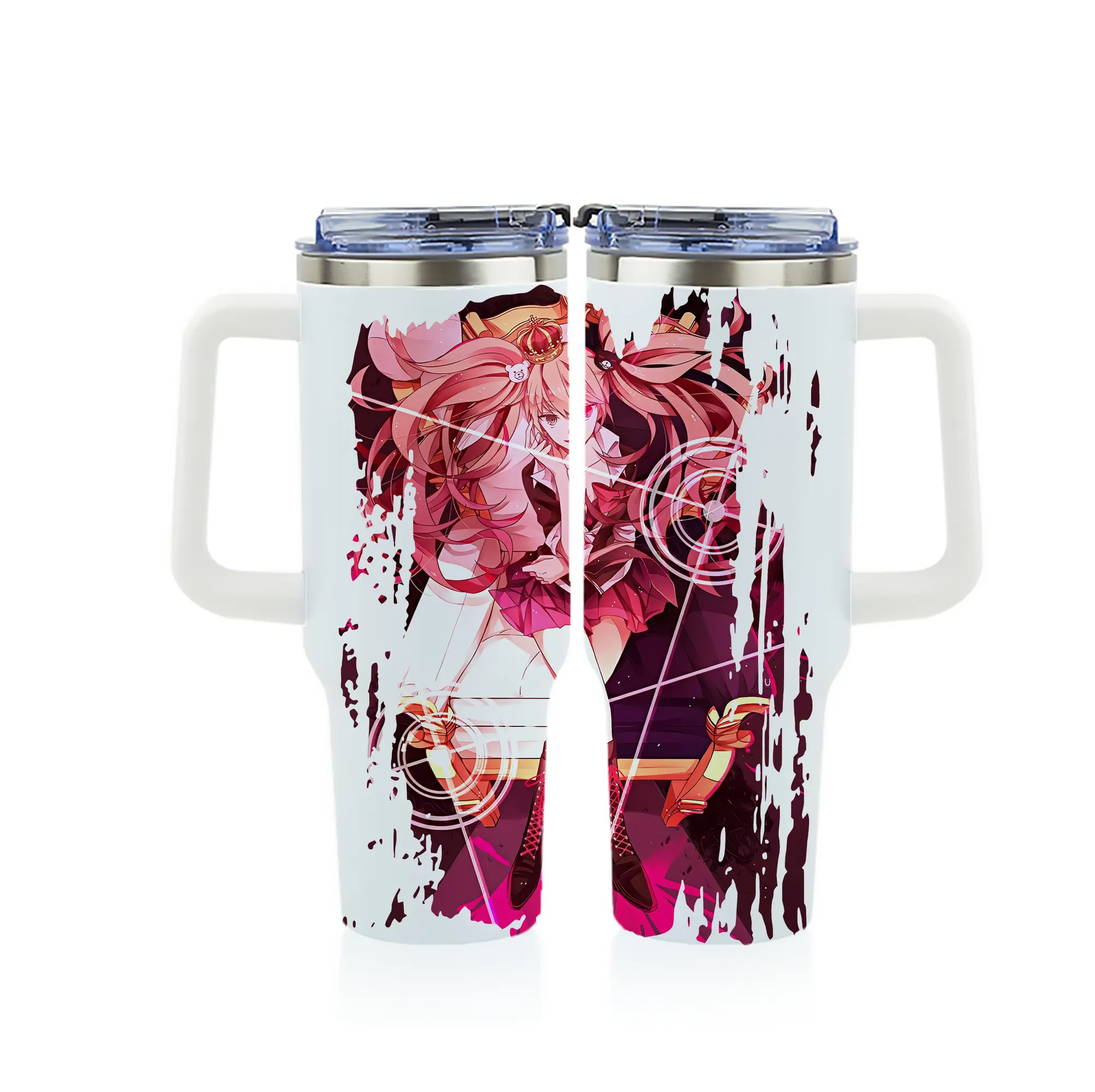 ダンガンロンパ グッズ,江ノ島盾子 - 1200mL フルプリント車用タンブラー ・ 304ステンレス 内側 ・ 201ステンレス 外側 ・ 保温 保冷 ・ 通勤 ドライブ アウトドア用