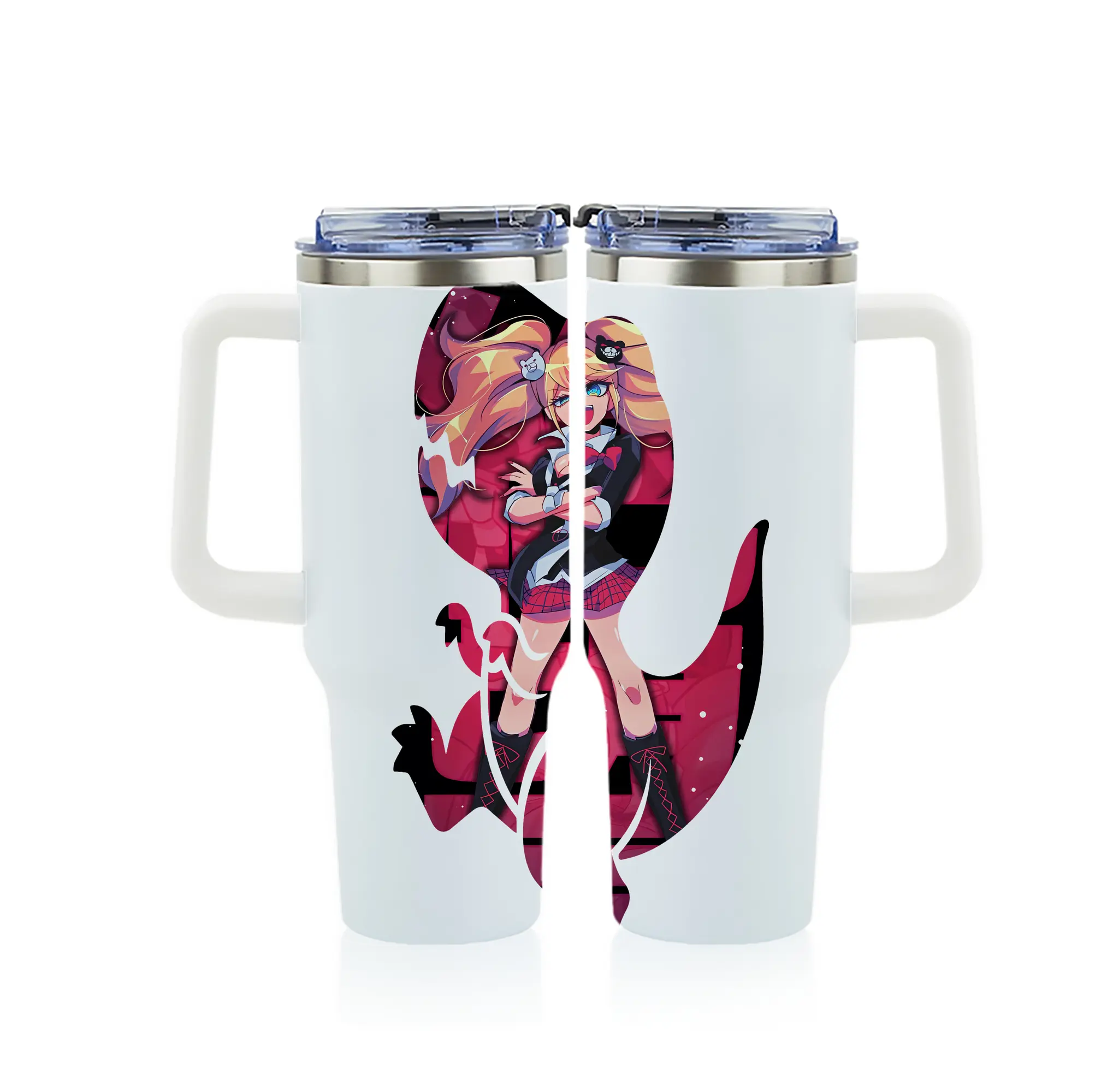 ダンガンロンパ グッズ,江ノ島盾子 - 1200mL フルプリント車用タンブラー ・ 304ステンレス 内側 ・ 201ステンレス 外側 ・ 保温 保冷 ・ 通勤 ドライブ アウトドア用