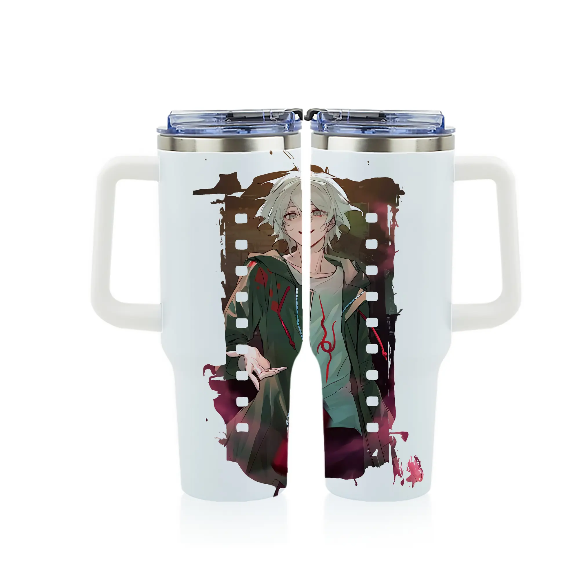 ダンガンロンパ グッズ,狛枝凪斗 - 1200mL フルプリント車用タンブラー ・ 304ステンレス 内側 ・ 201ステンレス 外側 ・ 保温 保冷 ・ 通勤 ドライブ アウトドア用