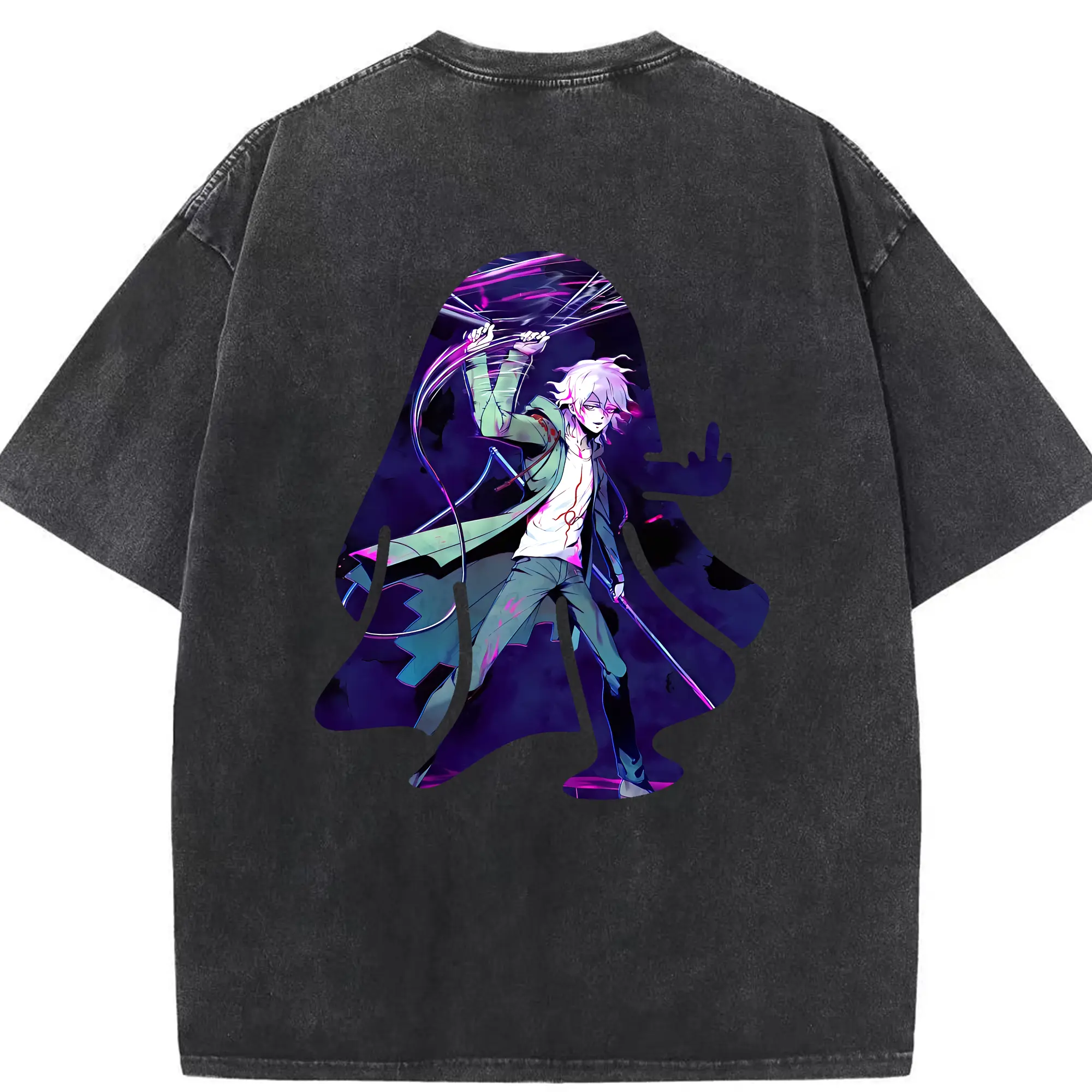 ダンガンロンパ グッズ,狛枝凪斗 - 綿100％ ヴィンテージ風 半袖Tシャツ ・ 背面プリント ・ 柔らか肌触り ・ 通気性 快適 ・ スポーツ カジュアル 外出用