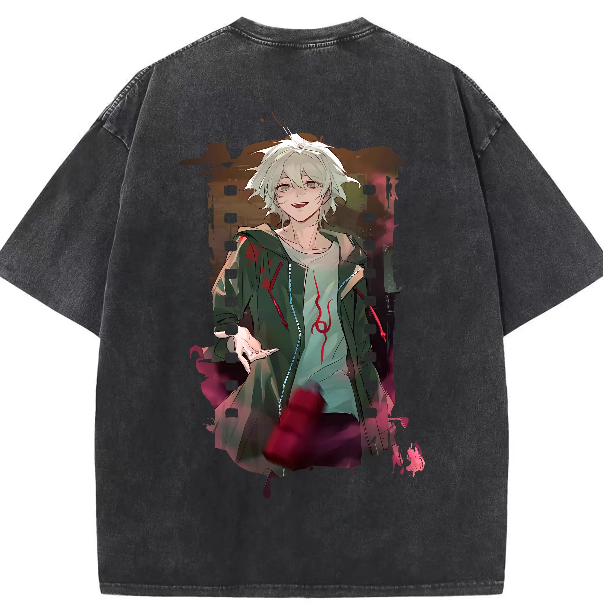 ダンガンロンパ グッズ,狛枝凪斗 - 綿100％ ヴィンテージ風 半袖Tシャツ ・ 背面プリント ・ 柔らか肌触り ・ 通気性 快適 ・ スポーツ カジュアル 外出用