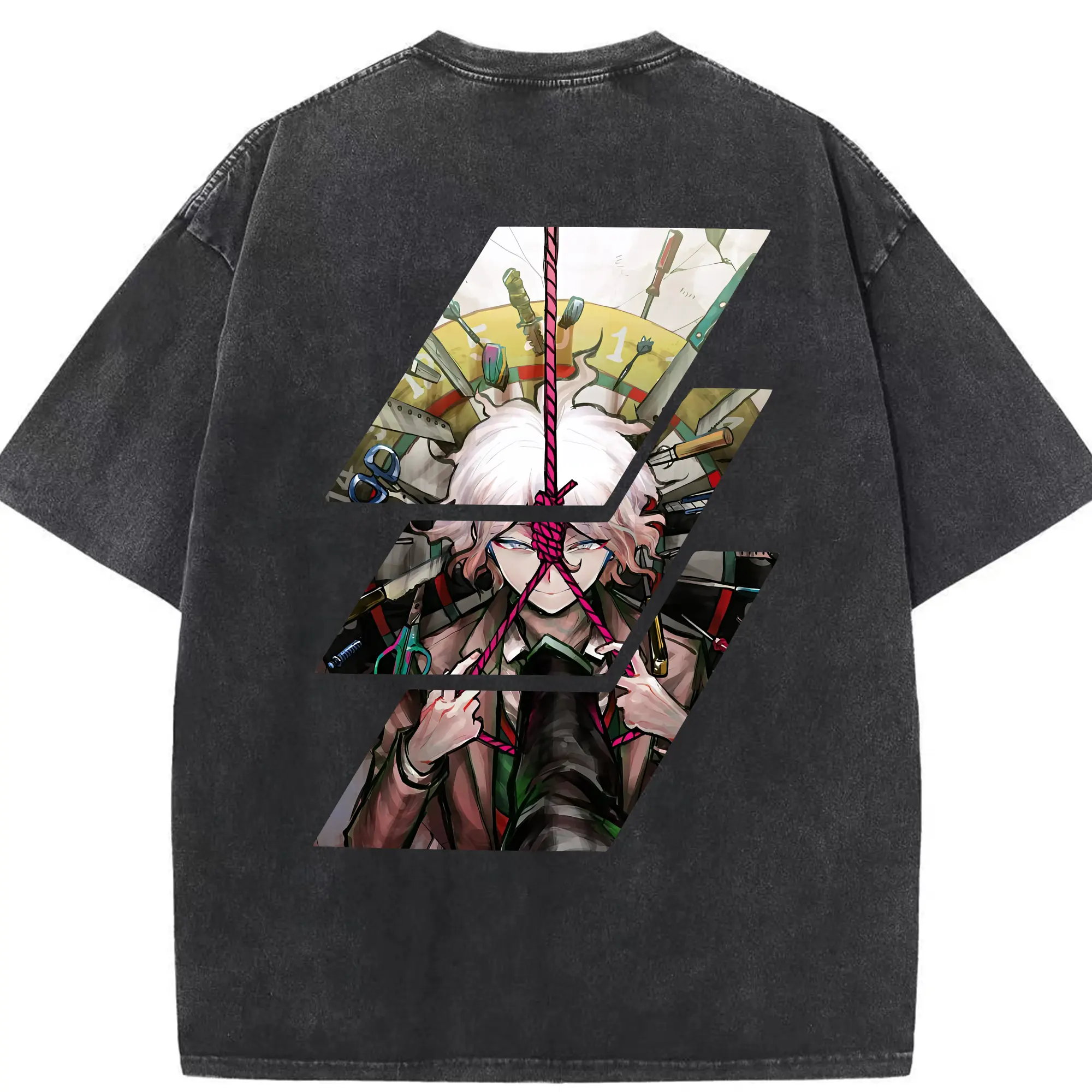 ダンガンロンパ グッズ,狛枝凪斗 - 綿100％ ヴィンテージ風 半袖Tシャツ ・ 背面プリント ・ 柔らか肌触り ・ 通気性 快適 ・ スポーツ カジュアル 外出用