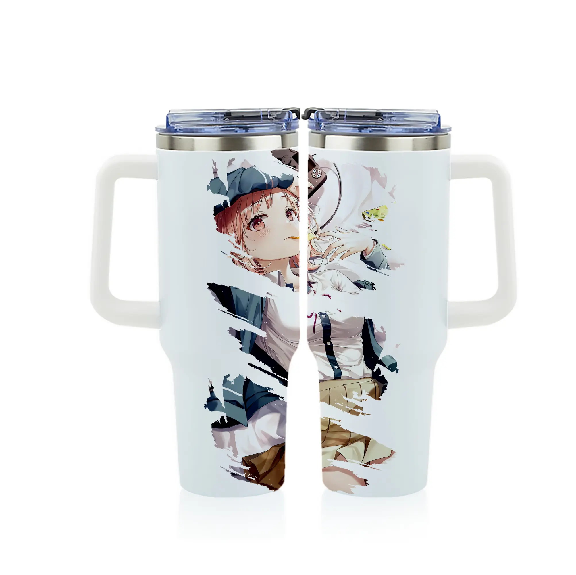 ダンガンロンパ グッズ,七海千秋 - 1200mL フルプリント車用タンブラー ・ 304ステンレス 内側 ・ 201ステンレス 外側 ・ 保温 保冷 ・ 通勤 ドライブ アウトドア用