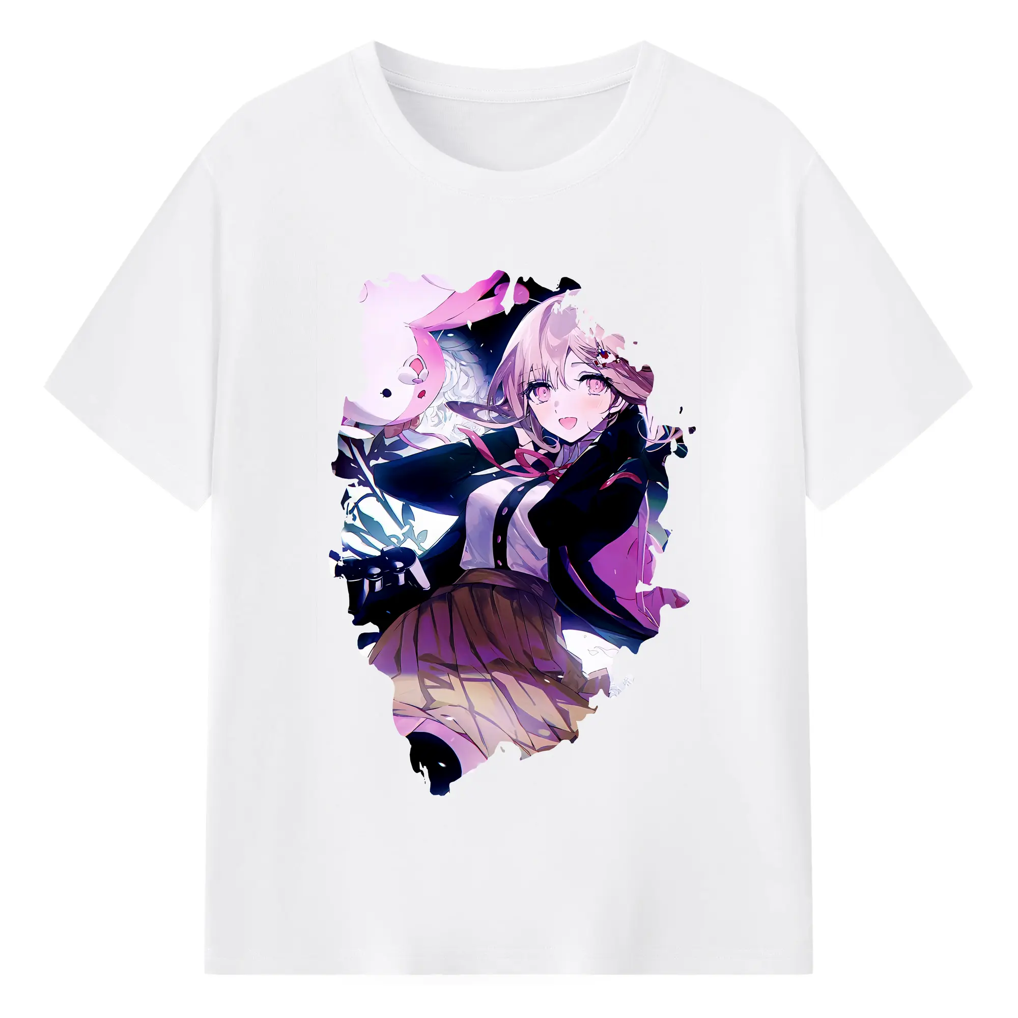 ダンガンロンパ グッズ,七海千秋 - 綿100％ 半袖Tシャツ ・ フロントプリント ・ 快適 通気性 ・ 日常使い 散歩 スポーツ用