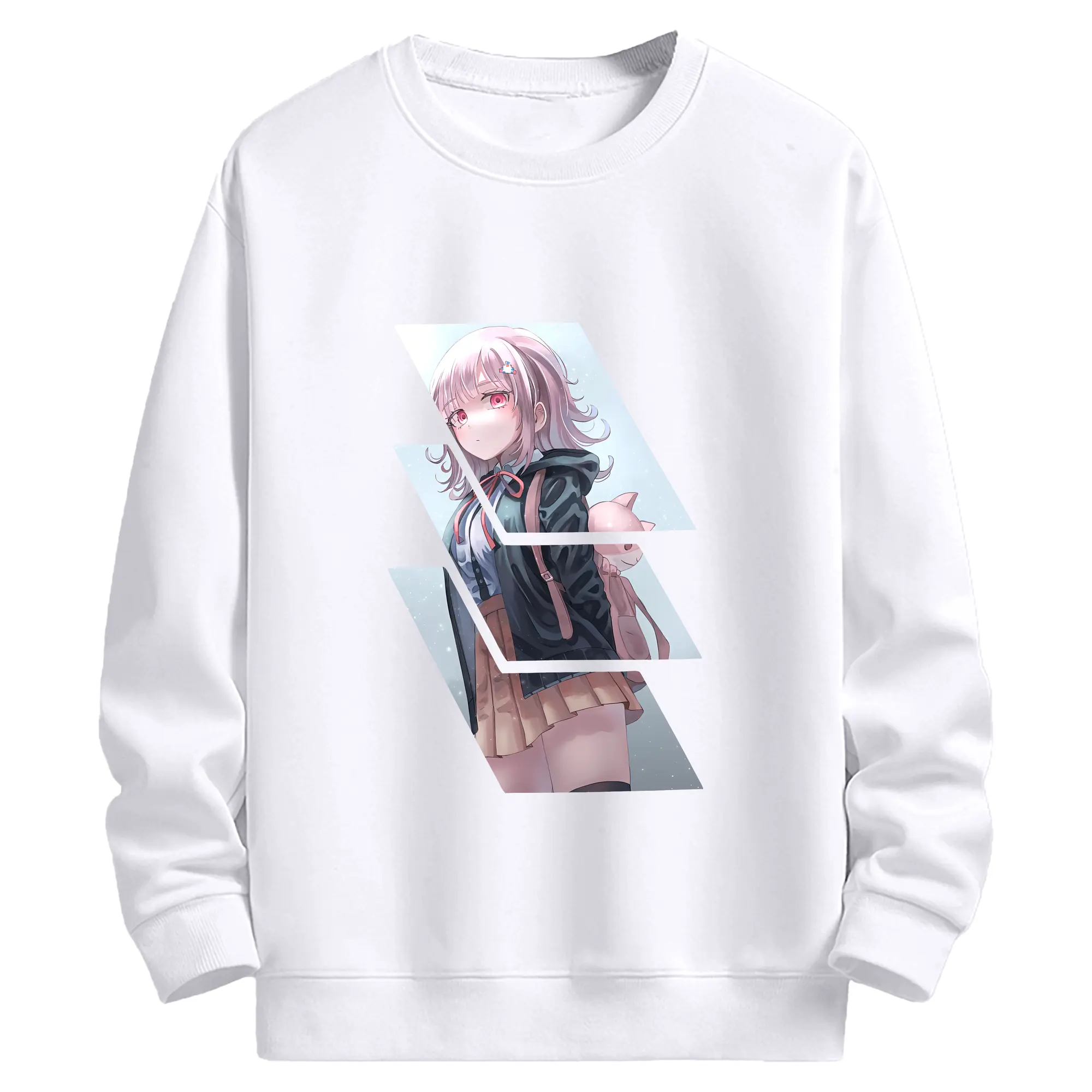 ダンガンロンパ グッズ,七海千秋 - 高品質 クルーネック スウェット ・ コットン59％ ポリエステル41％ ・ ユニセックス 長袖 トレーナー ・ カジュアル デイリー スポーツ 散歩用
