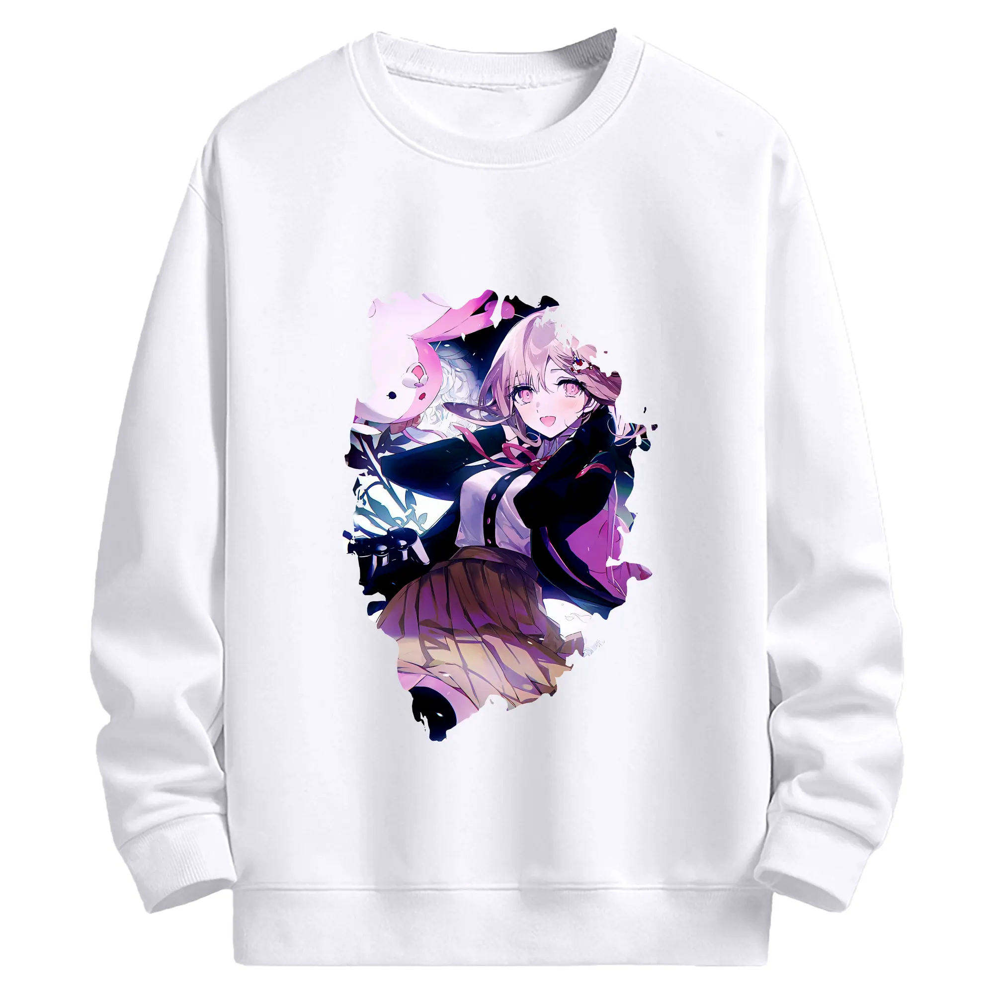 ダンガンロンパ グッズ,七海千秋 - 高品質 クルーネック スウェット ・ コットン59％ ポリエステル41％ ・ ユニセックス 長袖 トレーナー ・ カジュアル デイリー スポーツ 散歩用