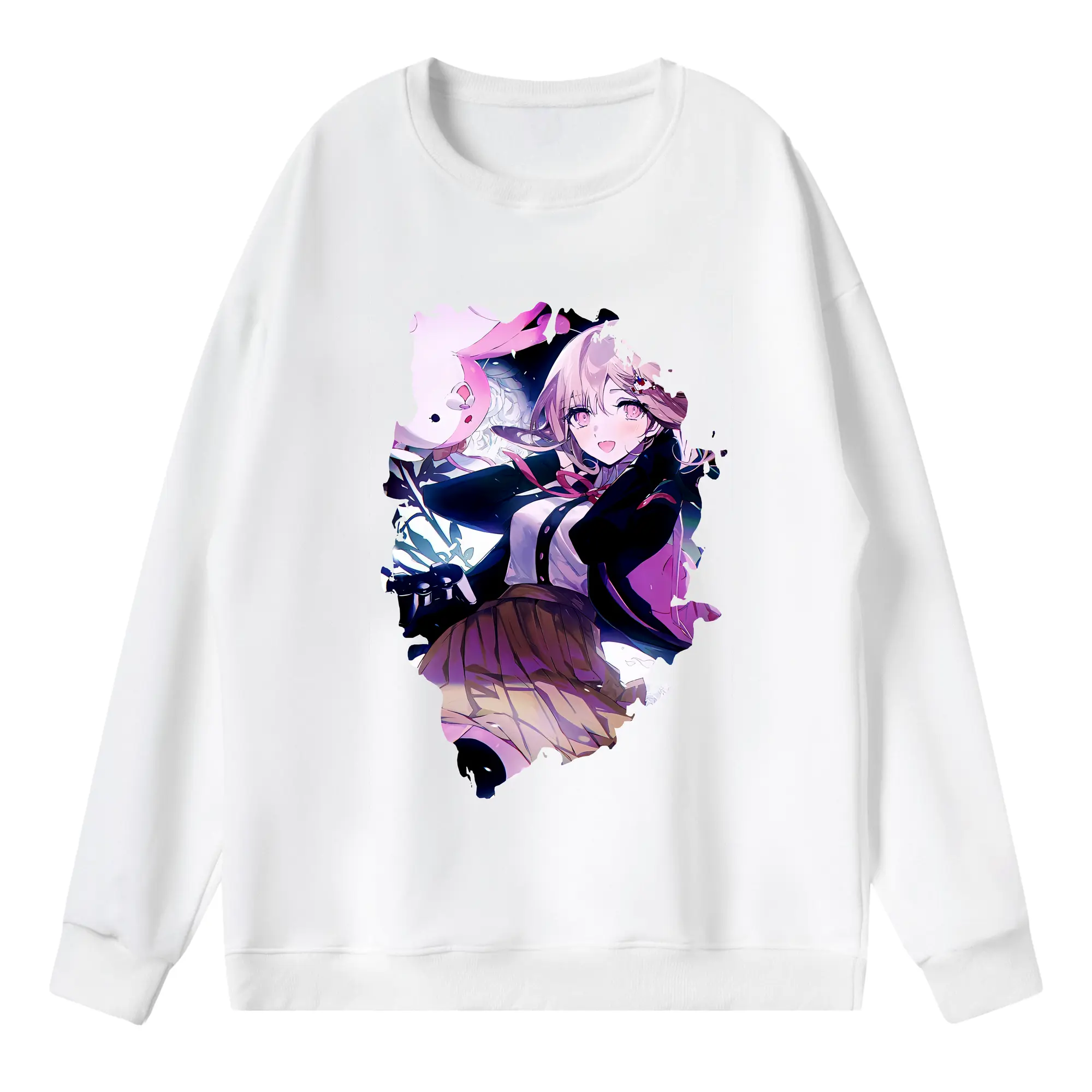 ダンガンロンパ グッズ,七海千秋 - 薄手 クルーネック スウェット 裏毛260g · ポリエステル 春秋向け カジュアル 男女兼用 · トレーナー デイリー スポーツ 散歩に最適