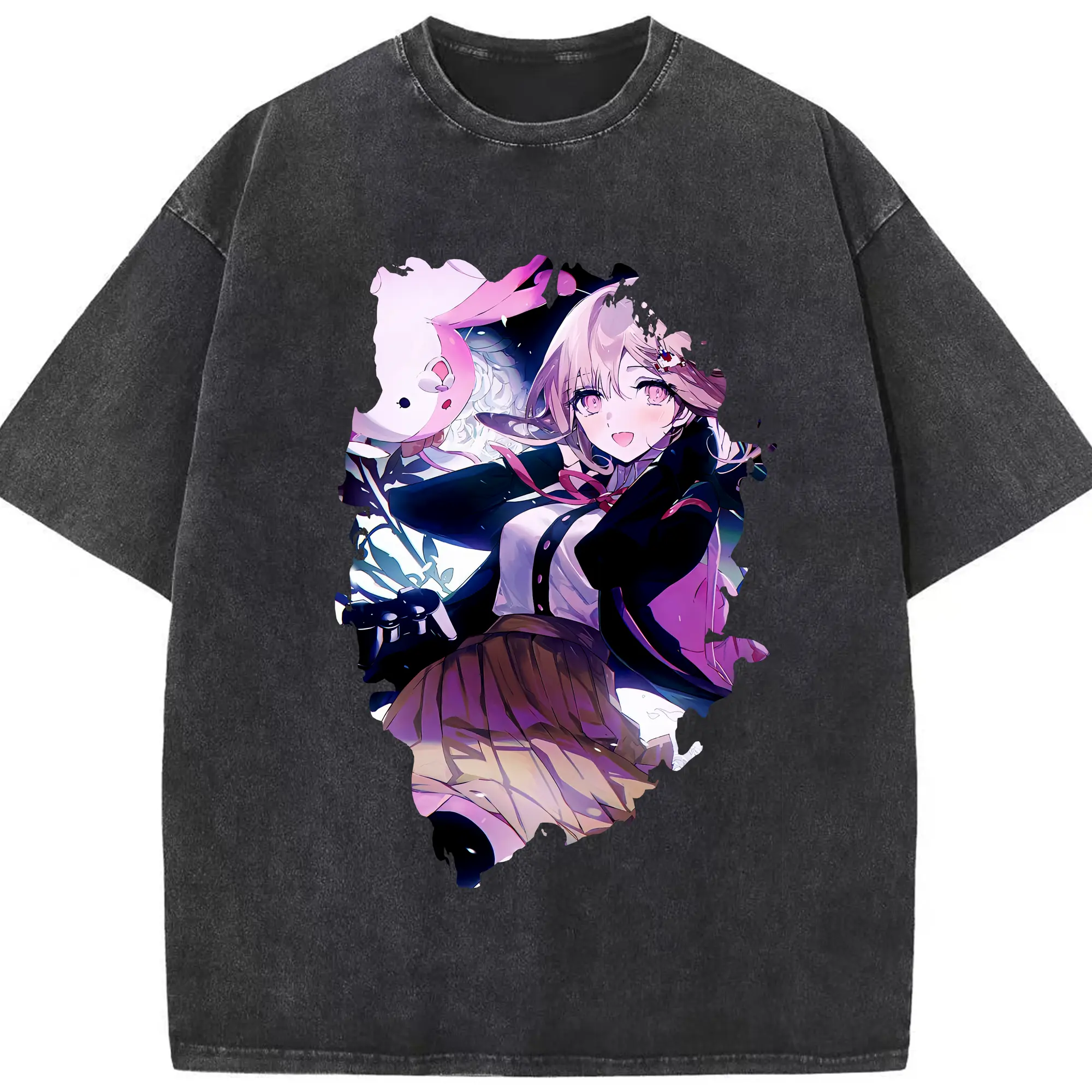 ダンガンロンパ グッズ,七海千秋 - 綿100％ ヴィンテージ風 半袖Tシャツ ・ フロントプリント ・ 柔らか肌触り ・ 通気性 快適 ・ スポーツ カジュアル 外出用