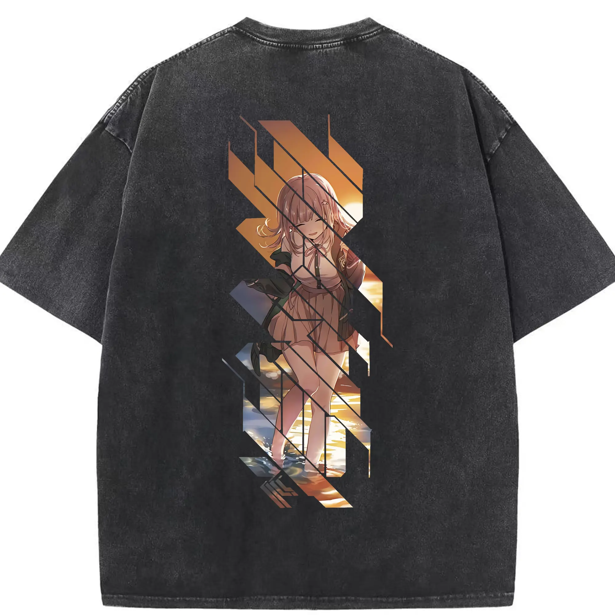 ダンガンロンパ グッズ,七海千秋 - 綿100％ ヴィンテージ風 半袖Tシャツ ・ 背面プリント ・ 柔らか肌触り ・ 通気性 快適 ・ スポーツ カジュアル 外出用