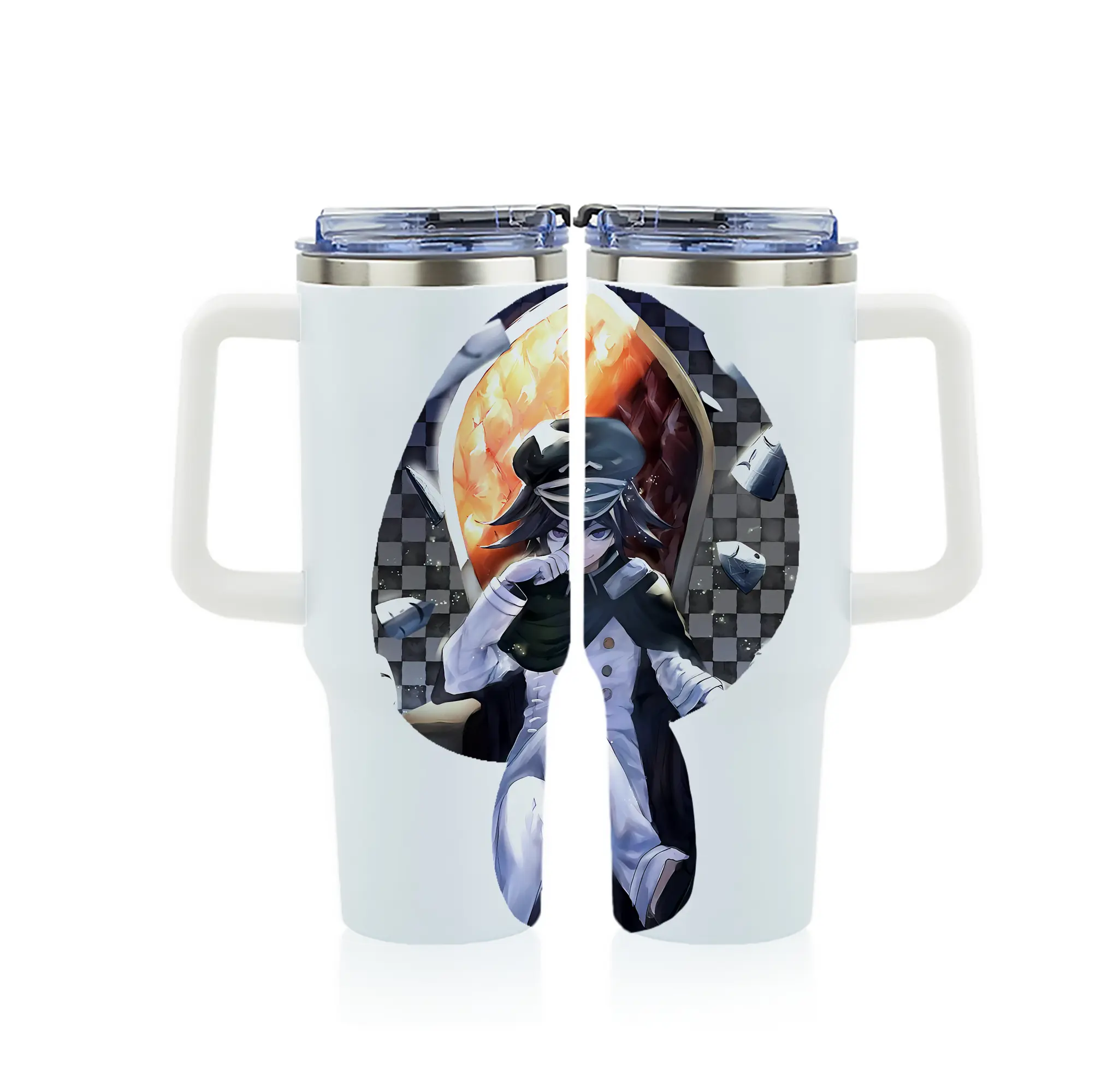 ダンガンロンパ グッズ,王馬小吉 - 1200mL フルプリント車用タンブラー ・ 304ステンレス 内側 ・ 201ステンレス 外側 ・ 保温 保冷 ・ 通勤 ドライブ アウトドア用