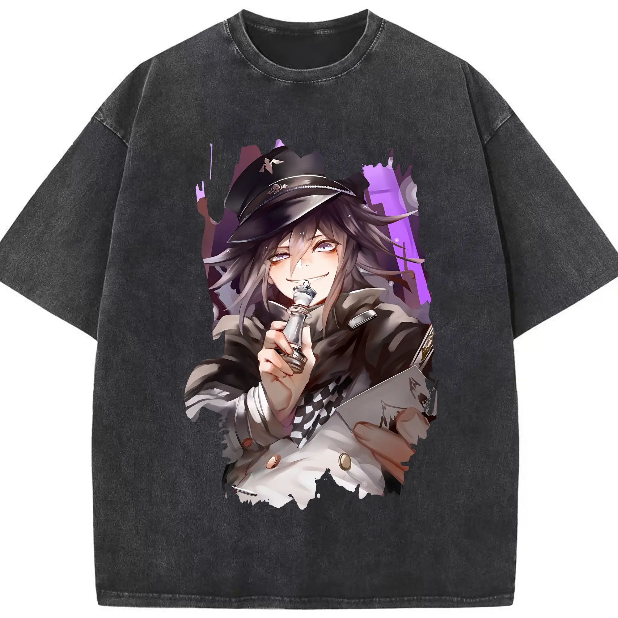 ダンガンロンパ グッズ,王馬小吉 - 綿100％ ヴィンテージ風 半袖Tシャツ ・ フロントプリント ・ 柔らか肌触り ・ 通気性 快適 ・ スポーツ カジュアル 外出用