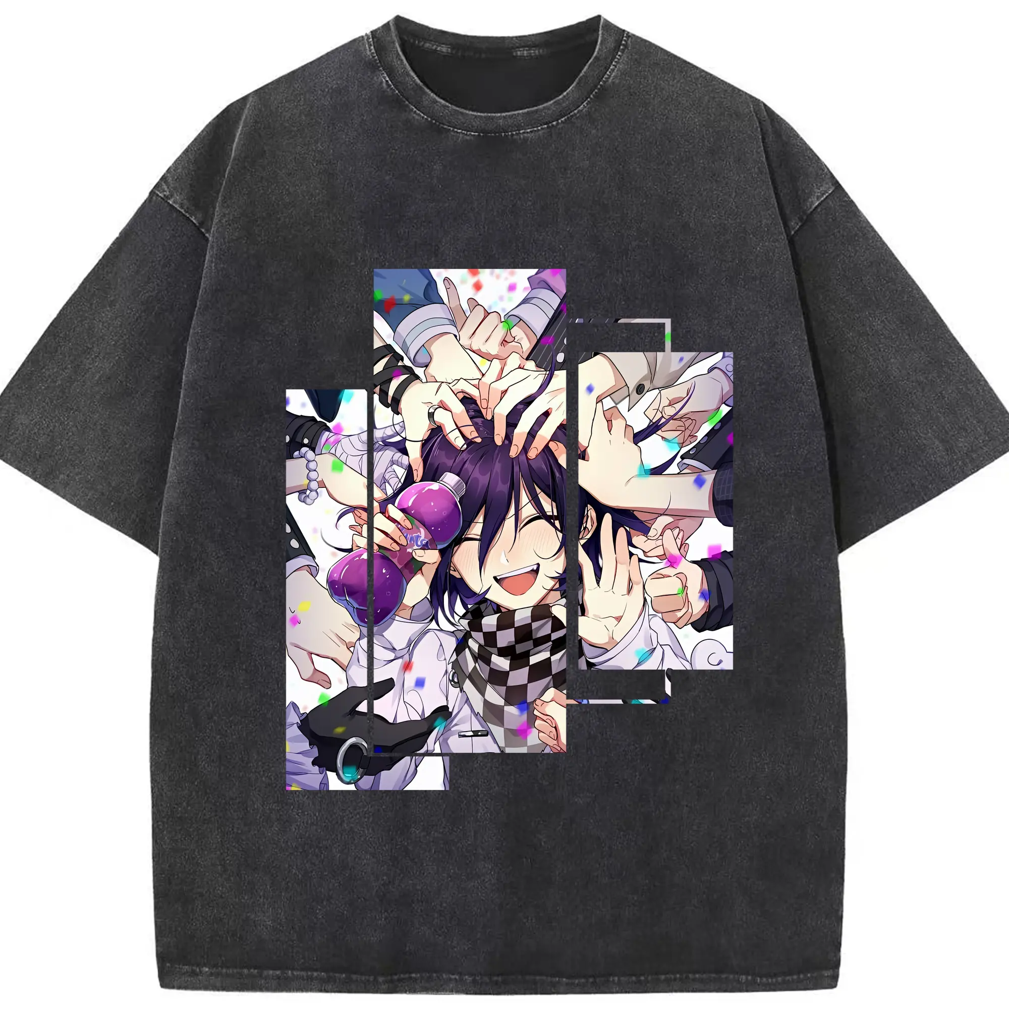 ダンガンロンパ グッズ,王馬小吉 - 綿100％ ヴィンテージ風 半袖Tシャツ ・ フロントプリント ・ 柔らか肌触り ・ 通気性 快適 ・ スポーツ カジュアル 外出用