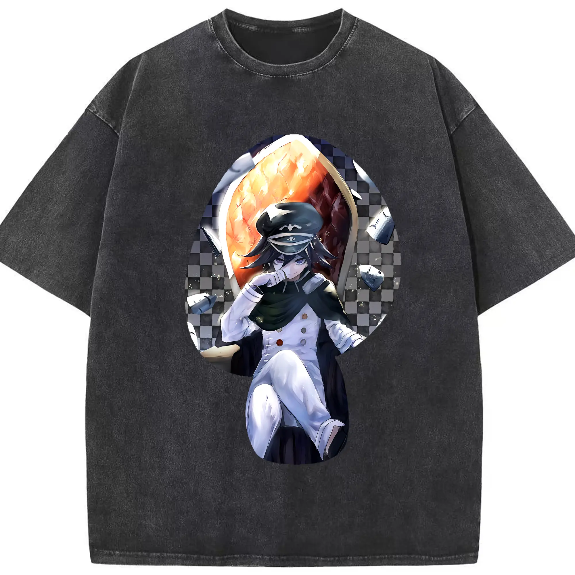 ダンガンロンパ グッズ,王馬小吉 - 綿100％ ヴィンテージ風 半袖Tシャツ ・ フロントプリント ・ 柔らか肌触り ・ 通気性 快適 ・ スポーツ カジュアル 外出用