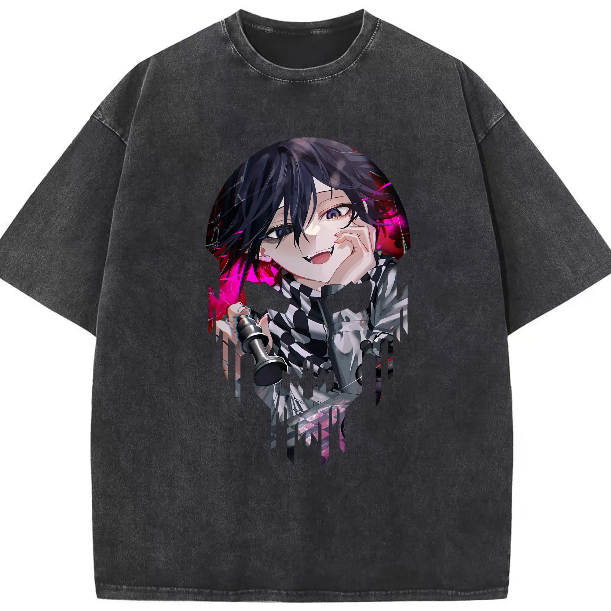 ダンガンロンパ グッズ,王馬小吉 - 綿100％ ヴィンテージ風 半袖Tシャツ ・ フロントプリント ・ 柔らか肌触り ・ 通気性 快適 ・ スポーツ カジュアル 外出用