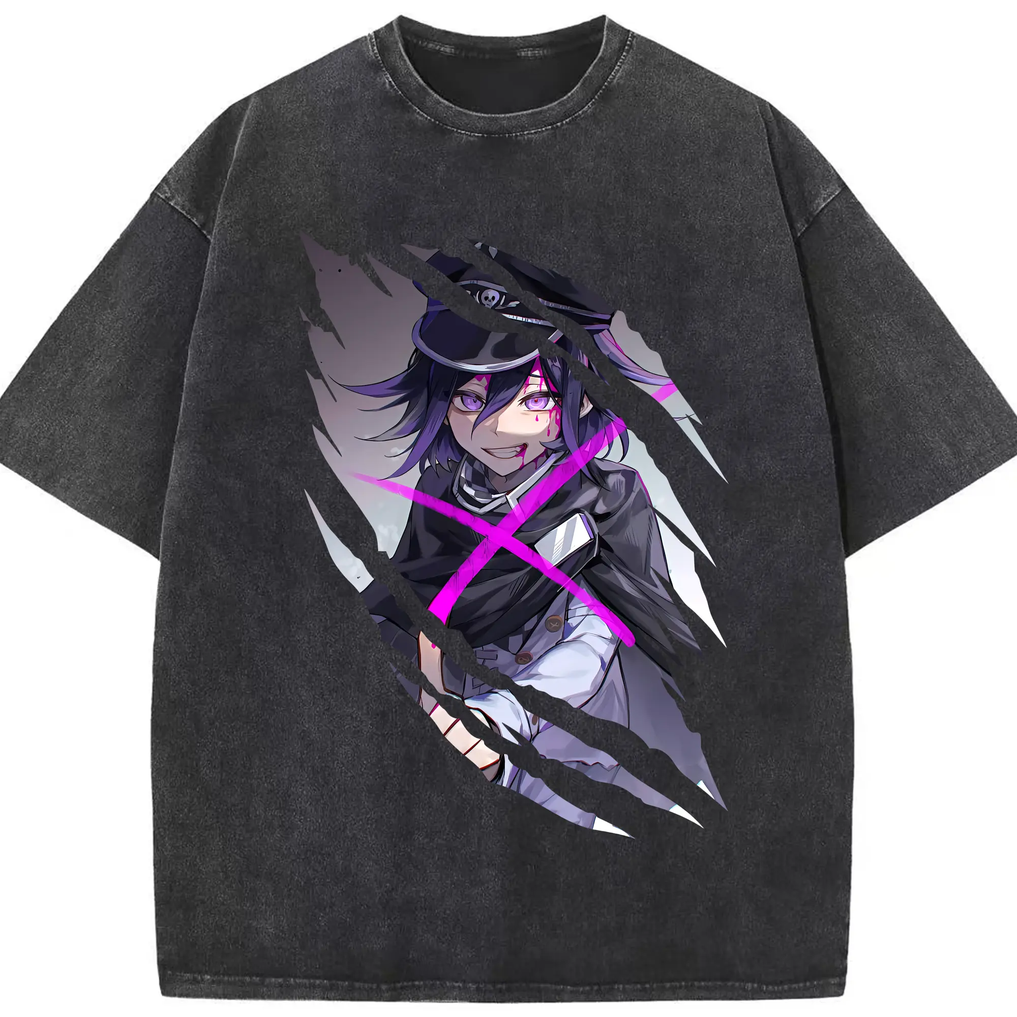 ダンガンロンパ グッズ,王馬小吉 - 綿100％ ヴィンテージ風 半袖Tシャツ ・ フロントプリント ・ 柔らか肌触り ・ 通気性 快適 ・ スポーツ カジュアル 外出用