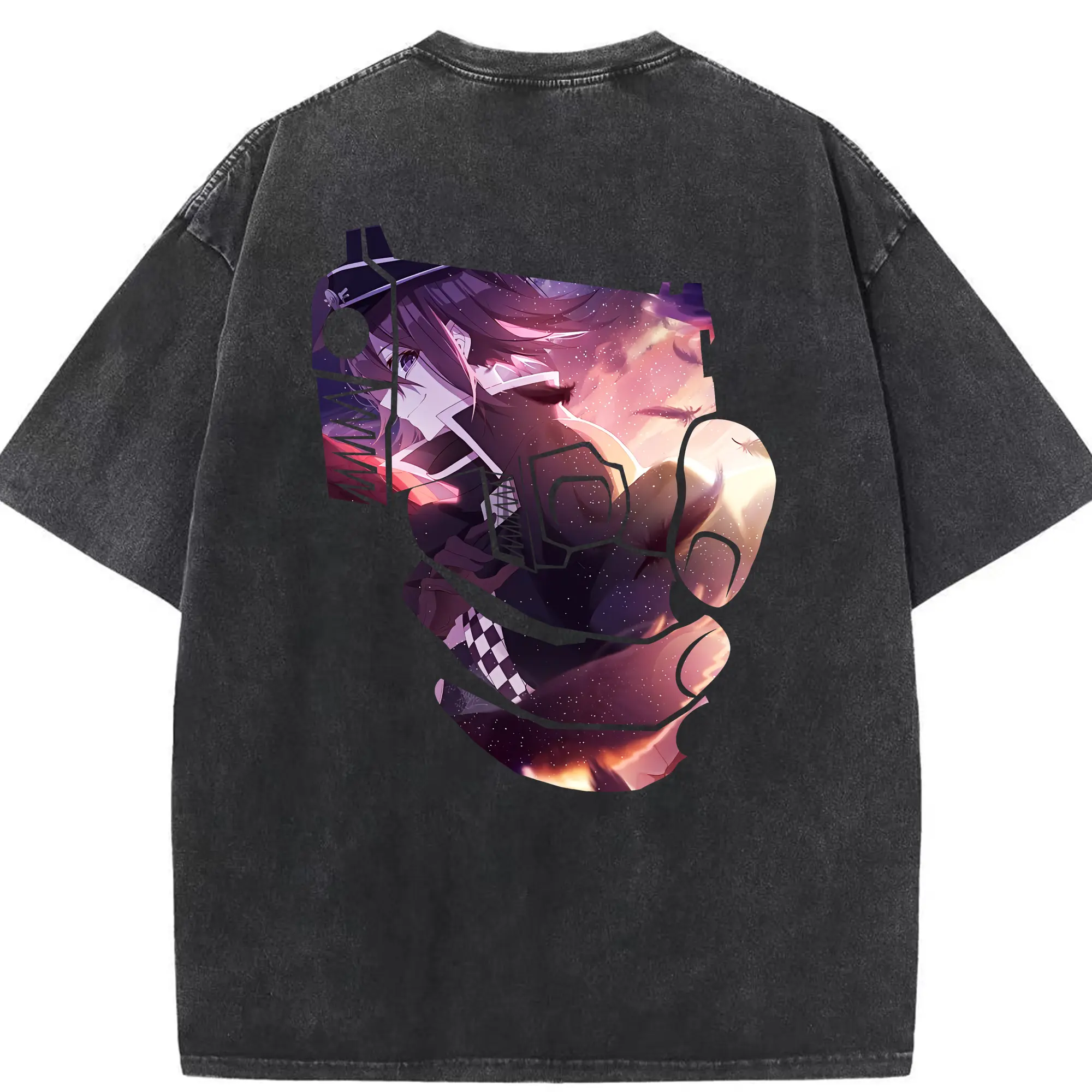 ダンガンロンパ グッズ,王馬小吉 - 綿100％ ヴィンテージ風 半袖Tシャツ ・ 背面プリント ・ 柔らか肌触り ・ 通気性 快適 ・ スポーツ カジュアル 外出用