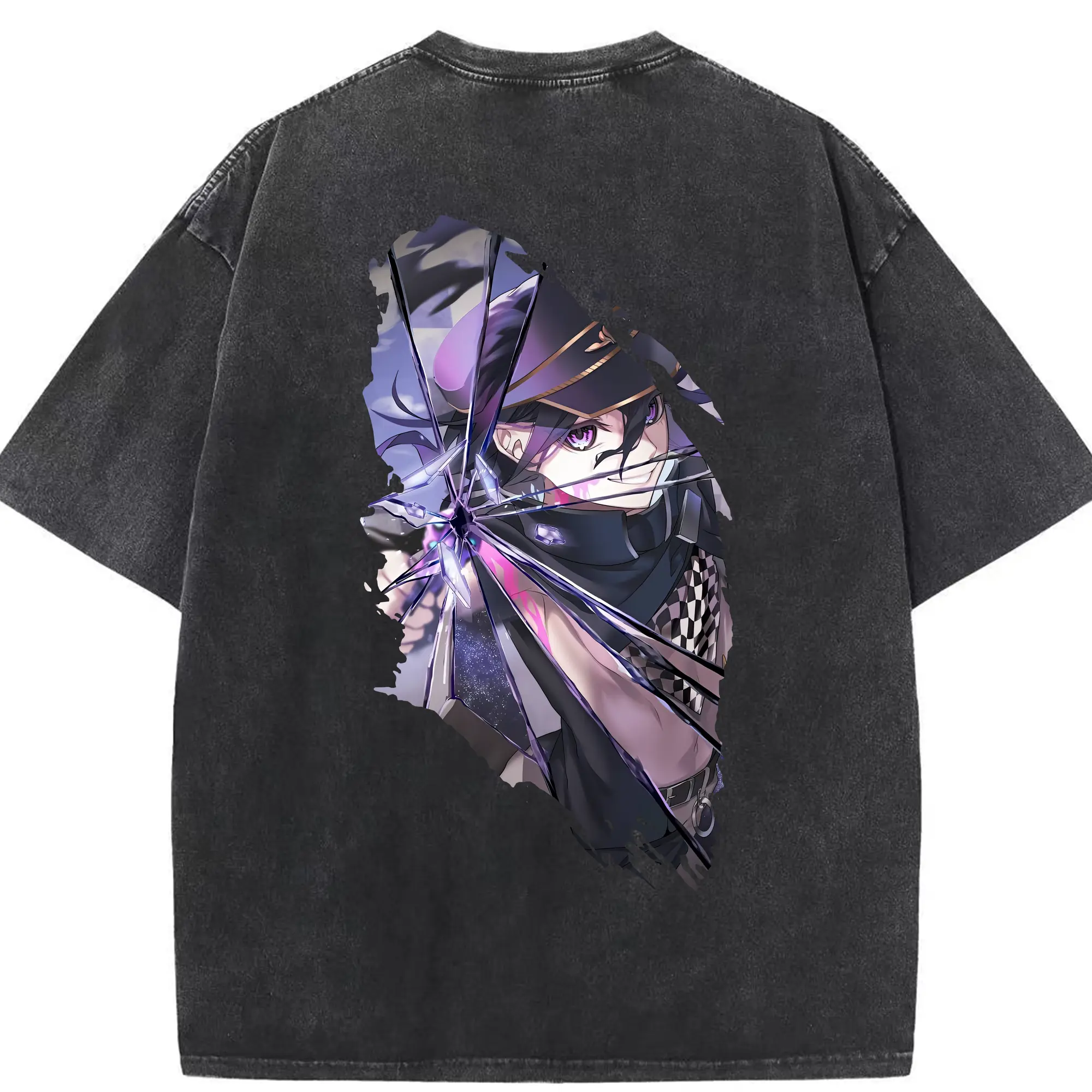 ダンガンロンパ グッズ,王馬小吉 - 綿100％ ヴィンテージ風 半袖Tシャツ ・ 背面プリント ・ 柔らか肌触り ・ 通気性 快適 ・ スポーツ カジュアル 外出用