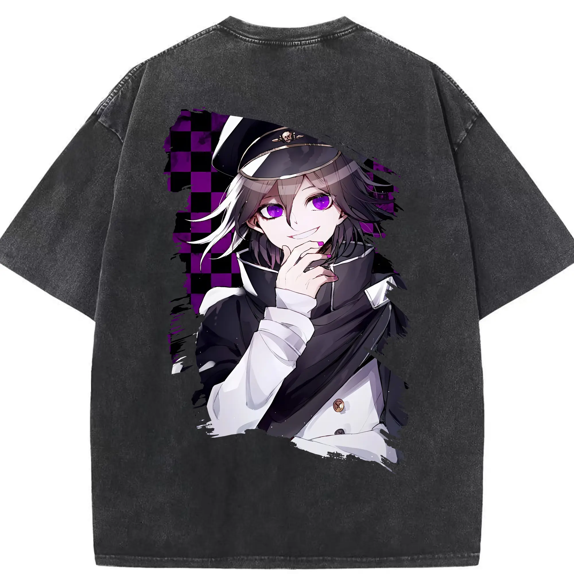 ダンガンロンパ グッズ,王馬小吉 - 綿100％ ヴィンテージ風 半袖Tシャツ ・ 背面プリント ・ 柔らか肌触り ・ 通気性 快適 ・ スポーツ カジュアル 外出用